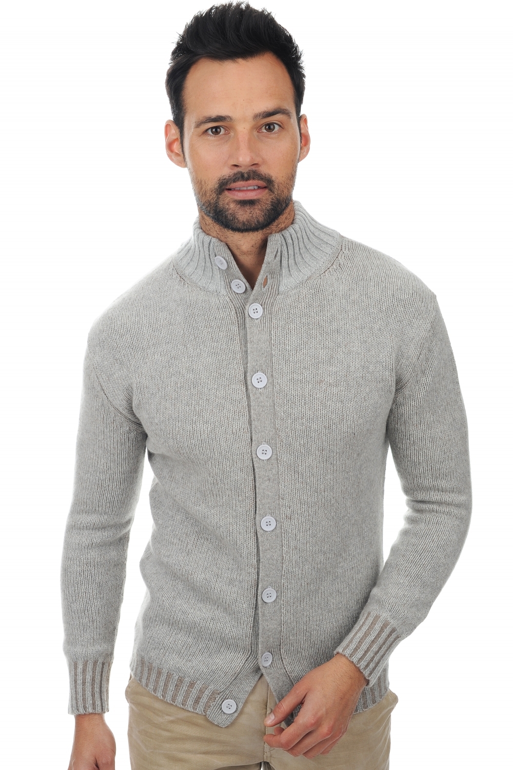 Cashmere men timeless classics jo flanelle chine natural brown m