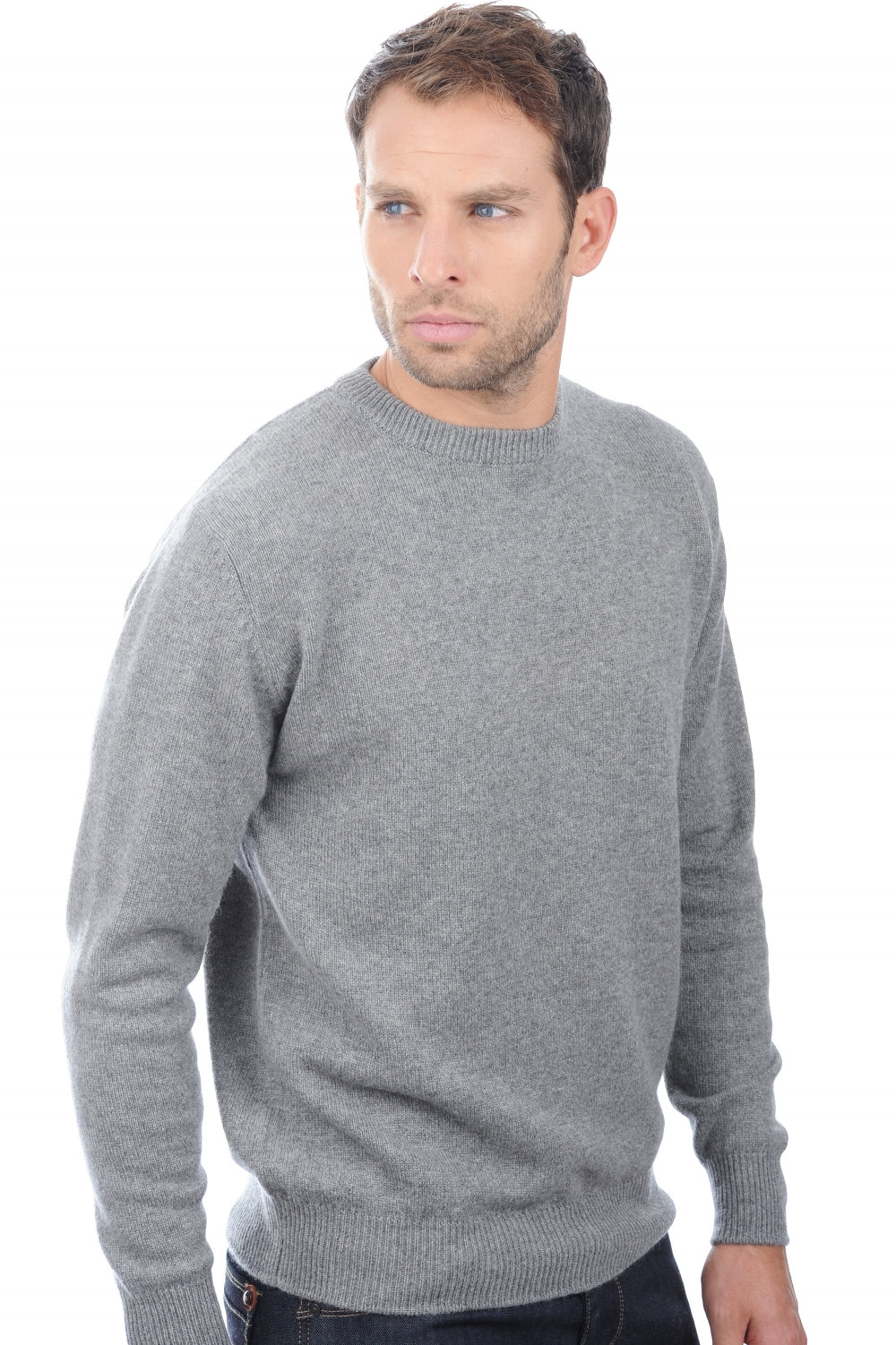 Nestor men's cashmere jumper - grey marl - Mahogany