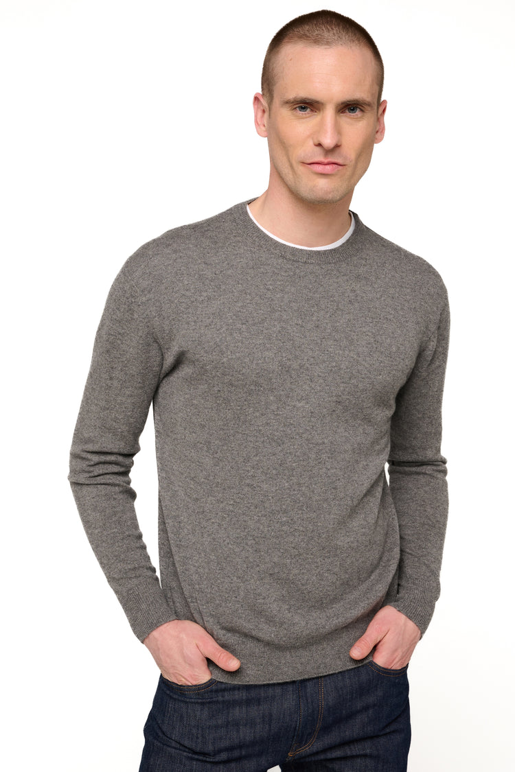 Nestor men's cashmere jumper - marmotte marl - Mahogany