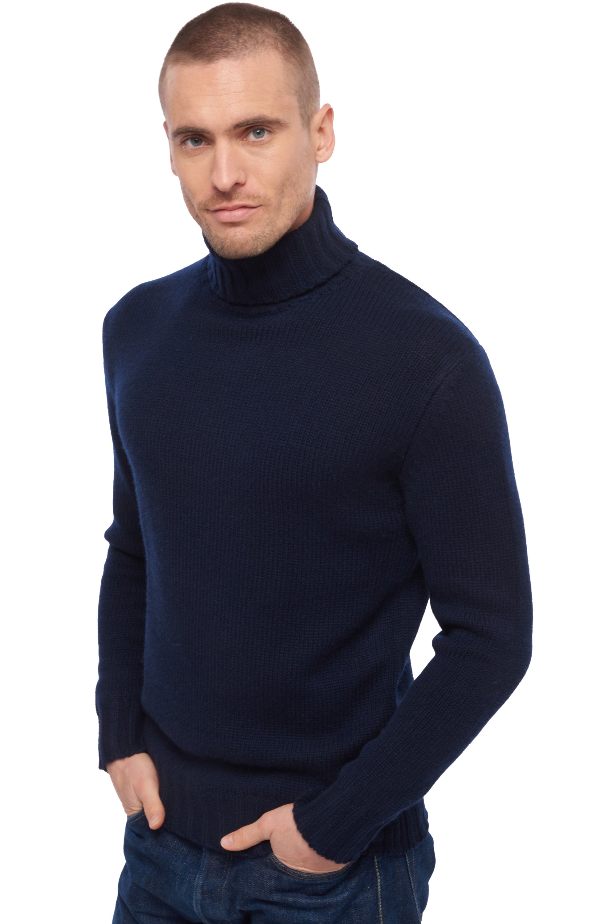 Achille men's cashmere jumper - dark navy - Mahogany