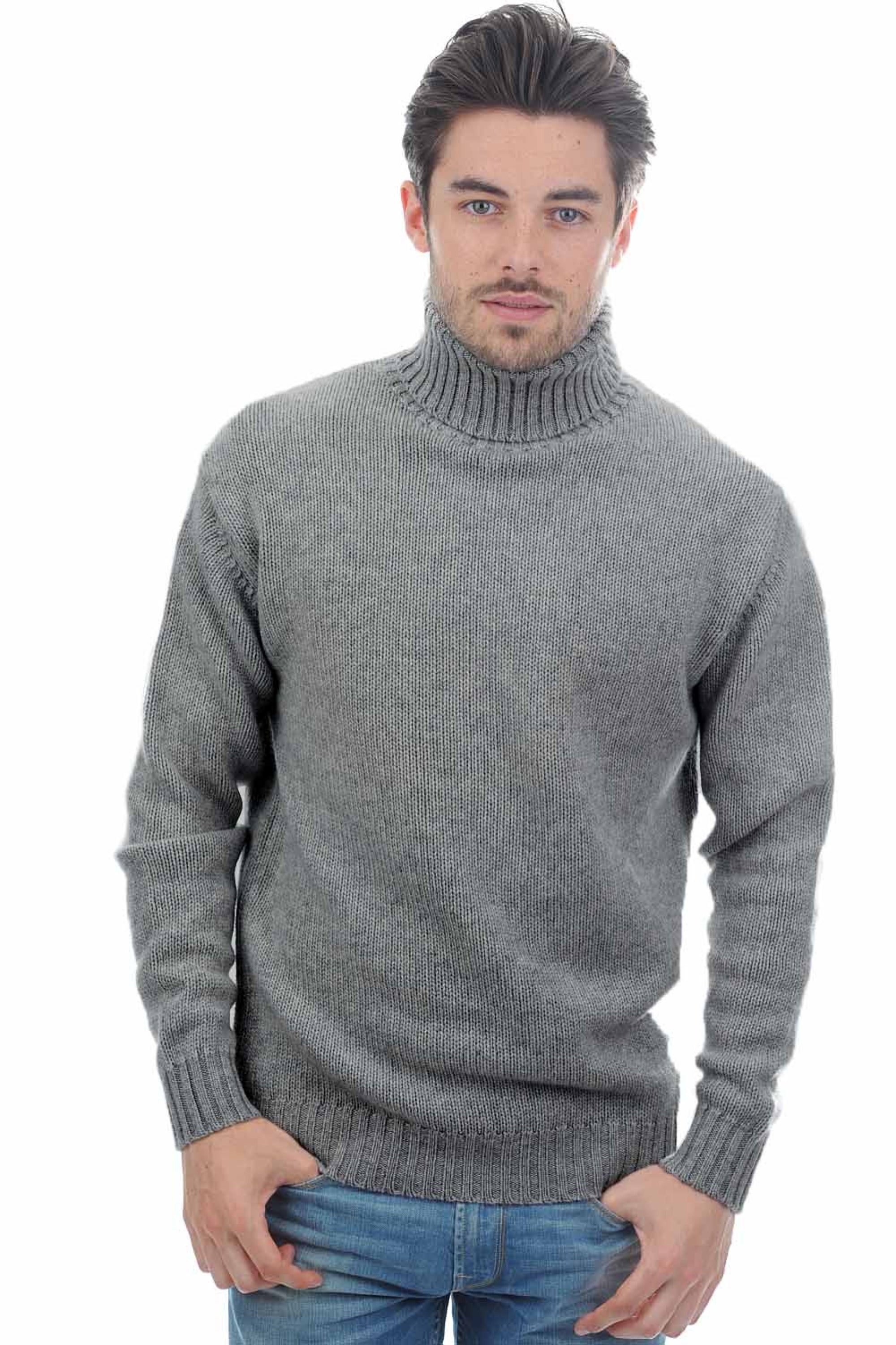 Achille men's cashmere jumper - flecked grey - Mahogany