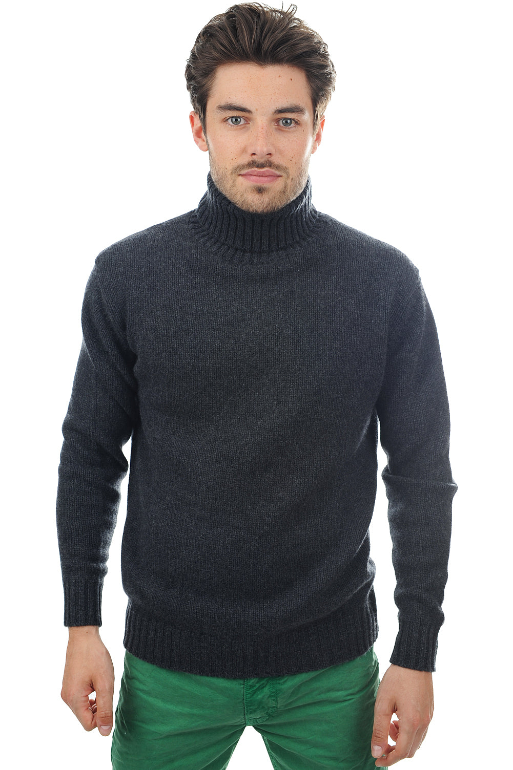 Cashmere jumper, 100% Cashmere, men, roll neck, straight fit, long sleeves, chunky / 6-ply and above, standard knit, Mahogany
