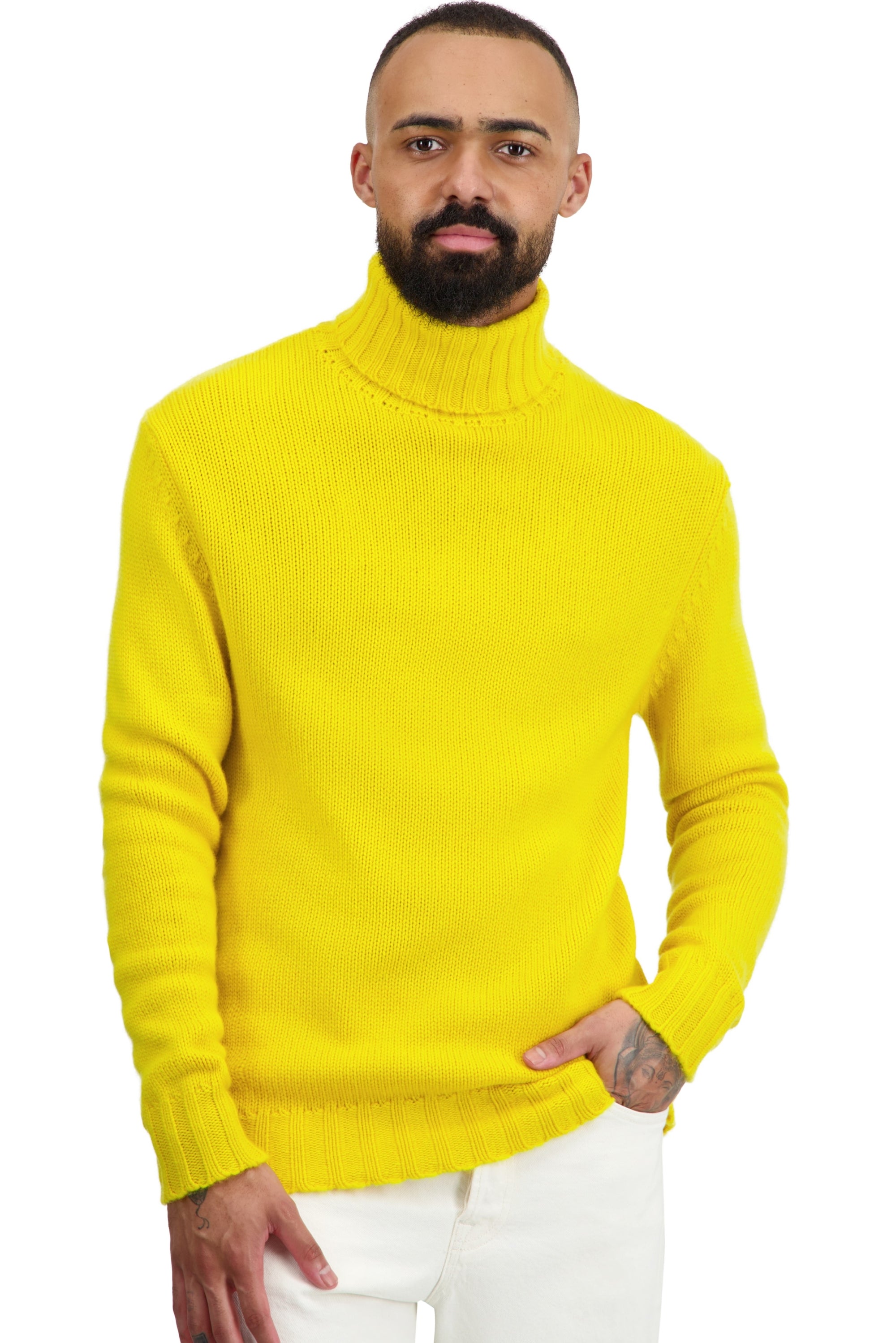 Achille men's cashmere jumper - sunflower - Mahogany