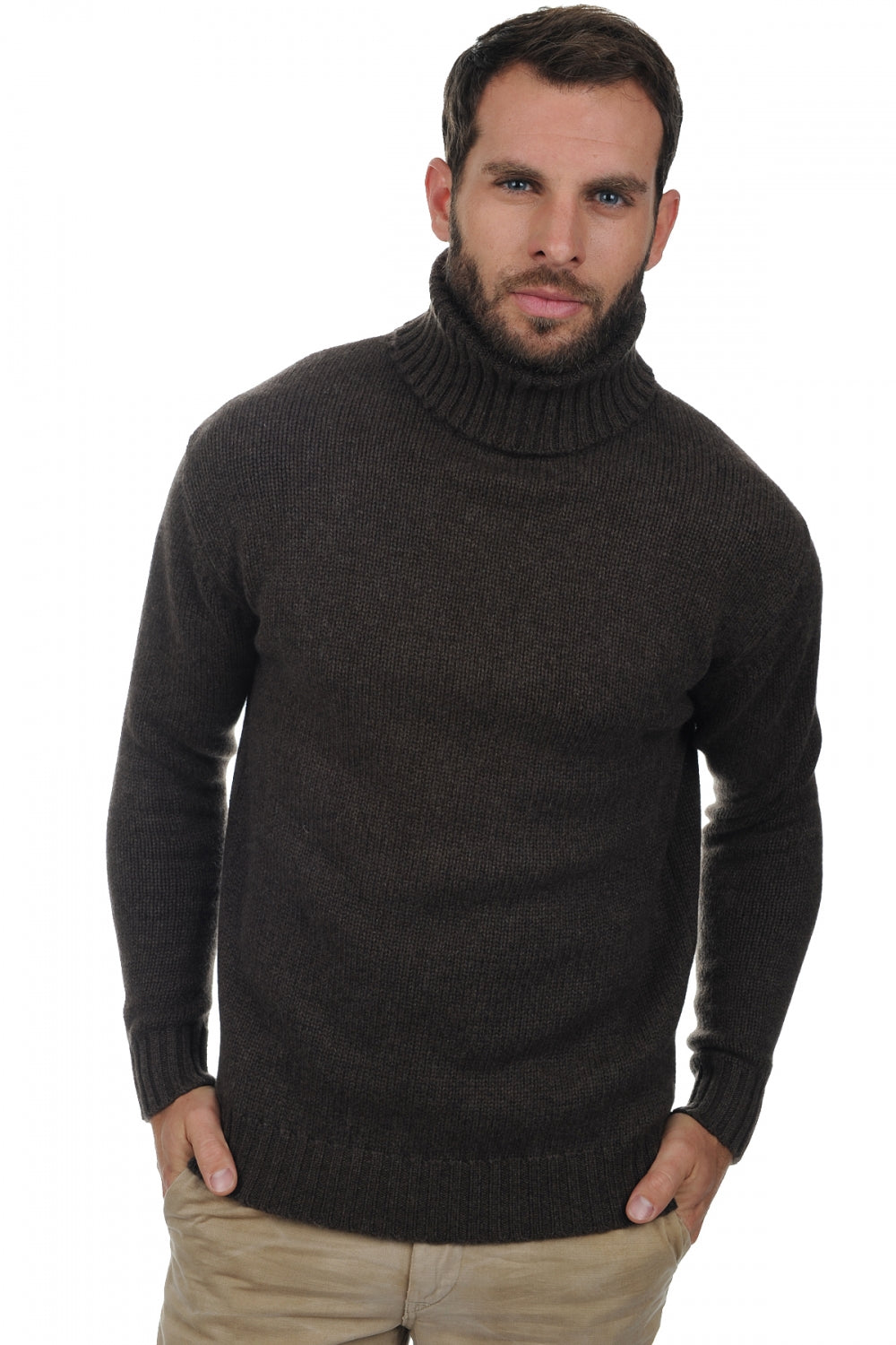 Achille men's cashmere jumper - flecked brown - Mahogany