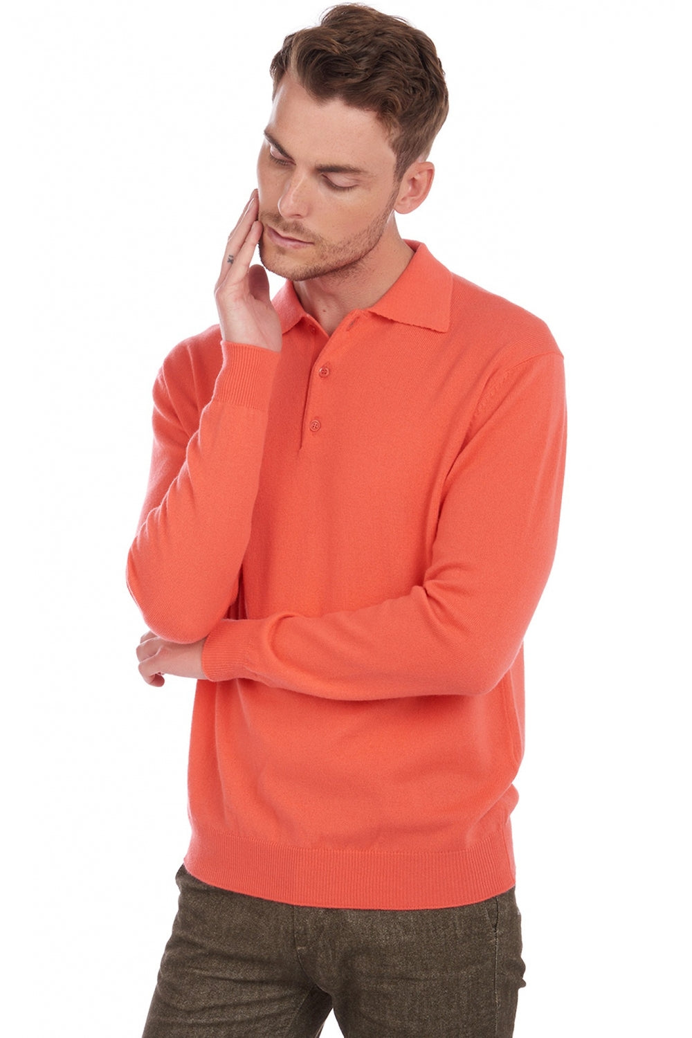 Alexandre in men's cashmere - bright coral - Mahogany