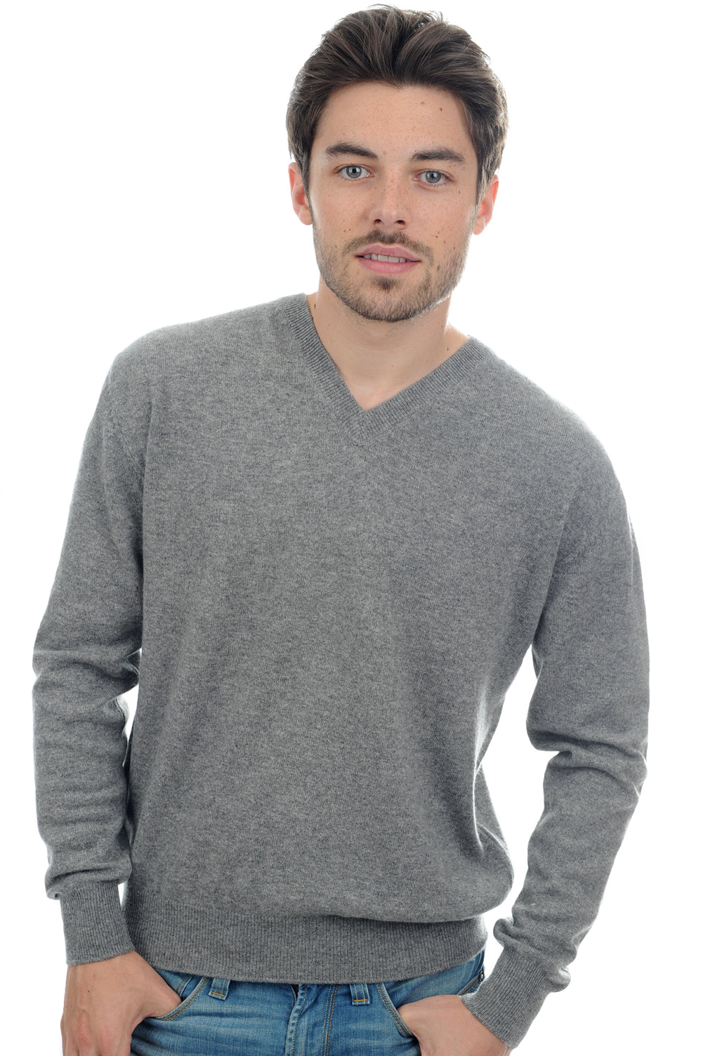 Gaspard men's cashmere - marl grey - Mahogany