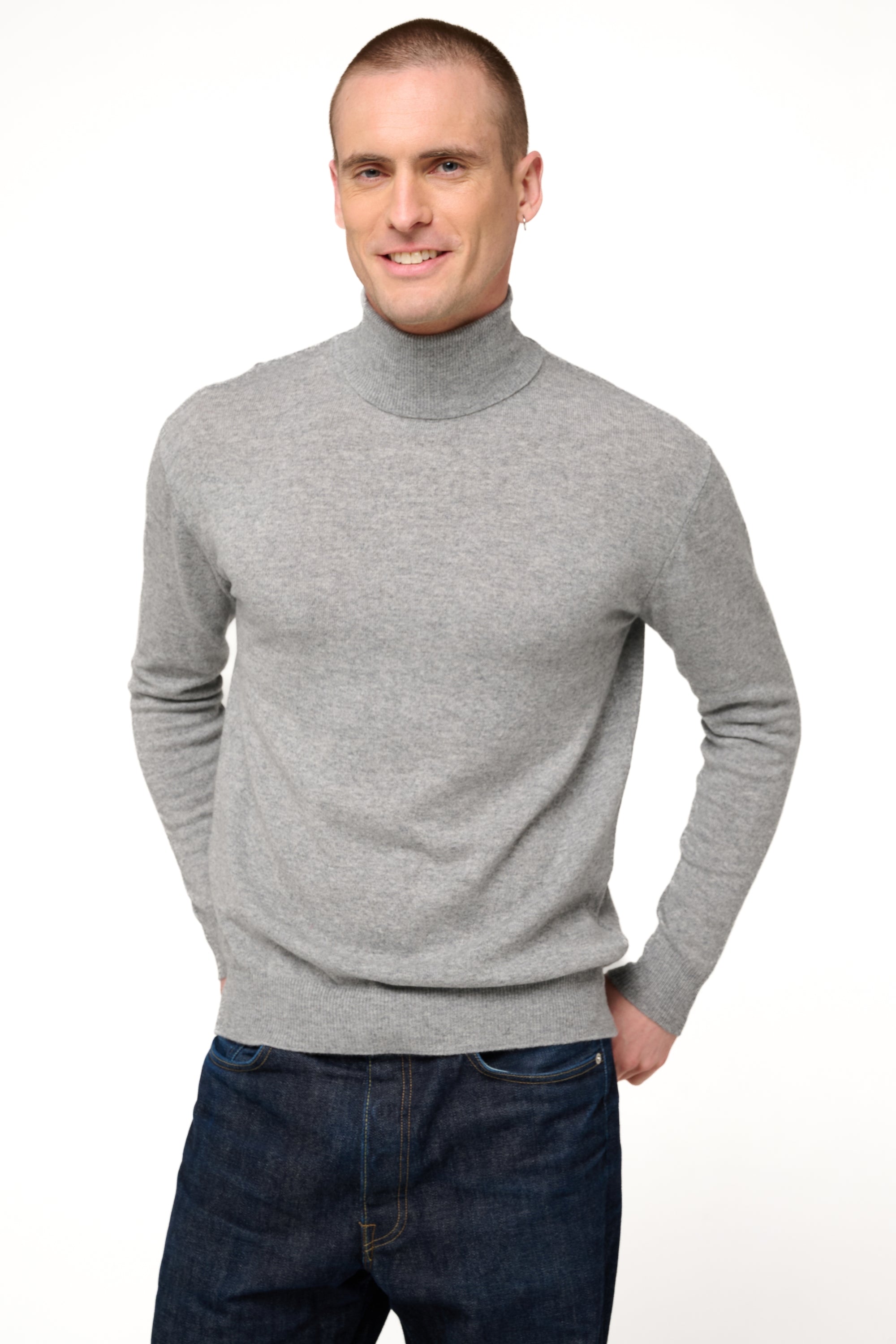 Edgar men's cashmere - gris chiné - Mahogany