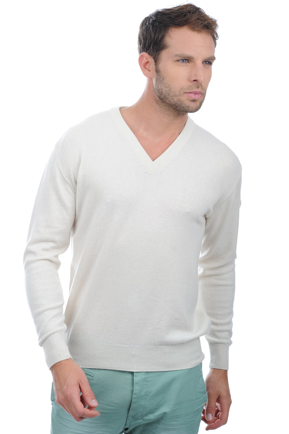 Hippolyte men's cashmere - ecru - Mahogany
