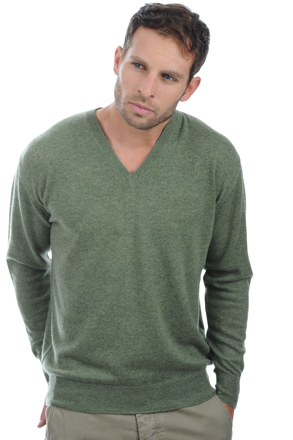 Hippolyte men's cashmere - marl green - Mahogany