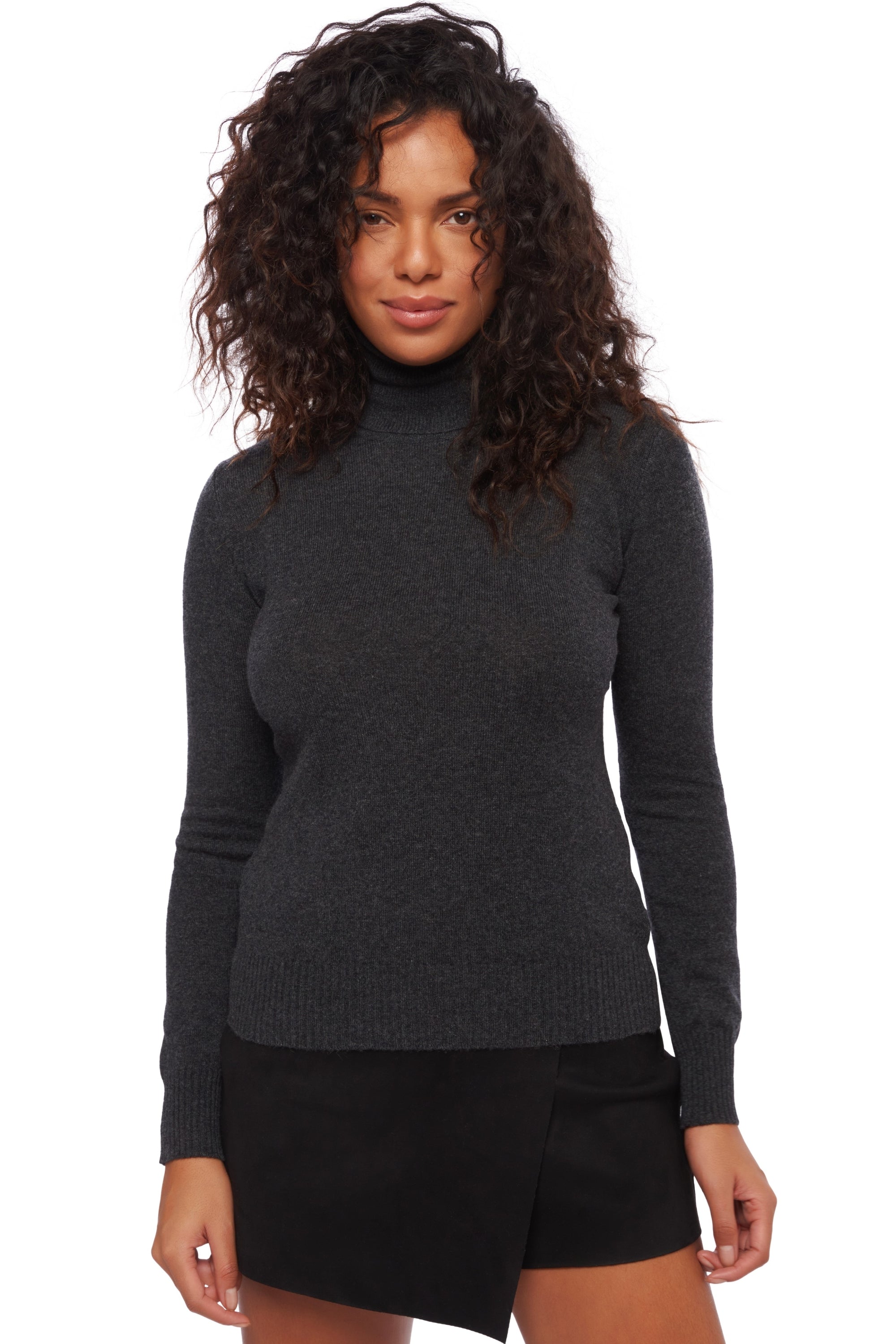 Cashmere jumper, 100% Cashmere, women, roll neck, straight cut, long sleeves, regular / 2 and 4 ply, regular knit, Mahogany
