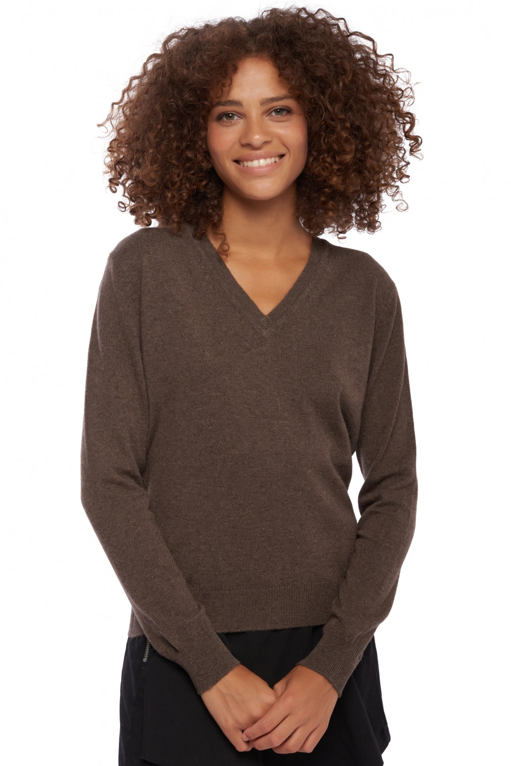 Faustine women's cashmere jumper - marl brown - Mahogany