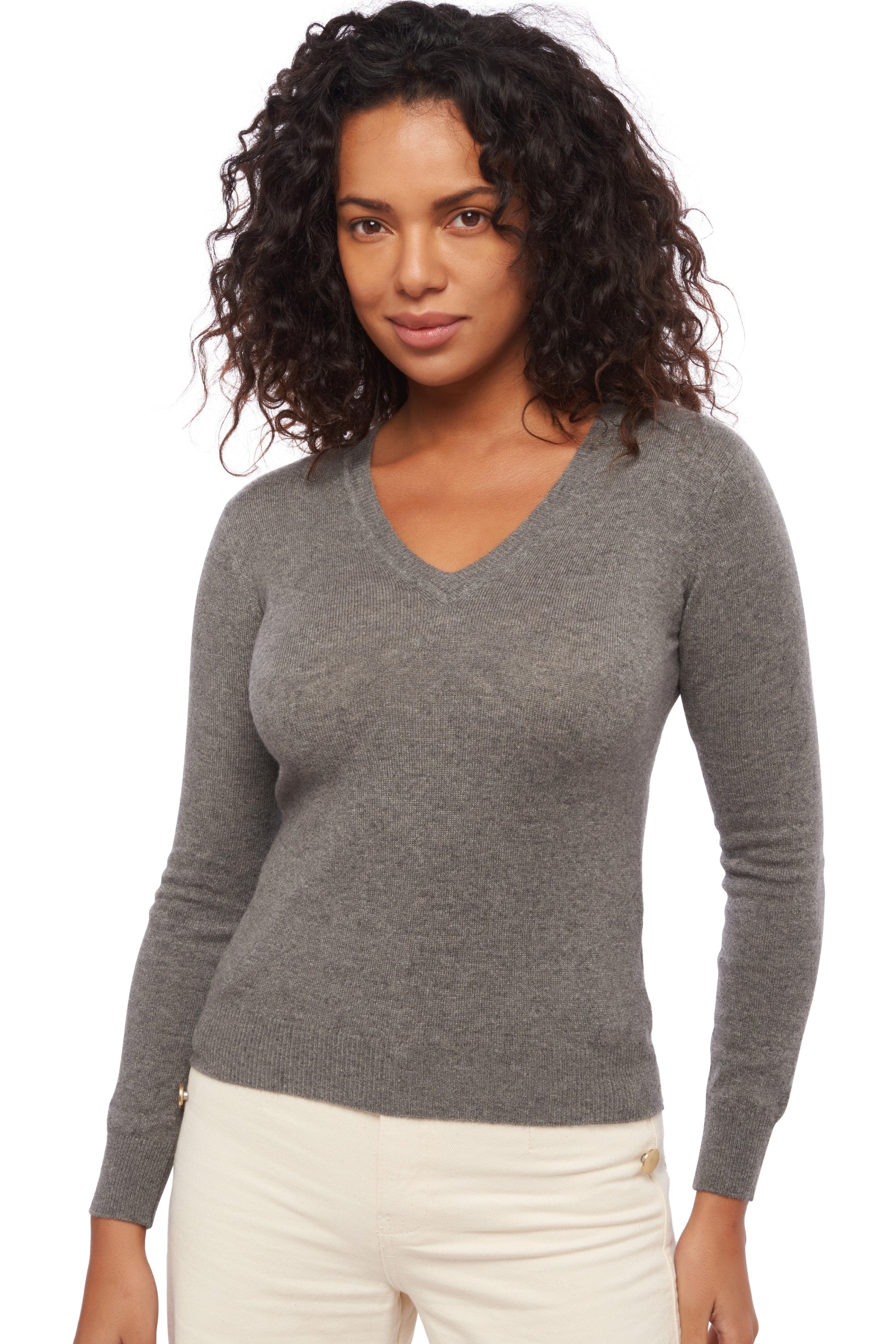 Faustine women's cashmere jumper - marl marmot - Mahogany
