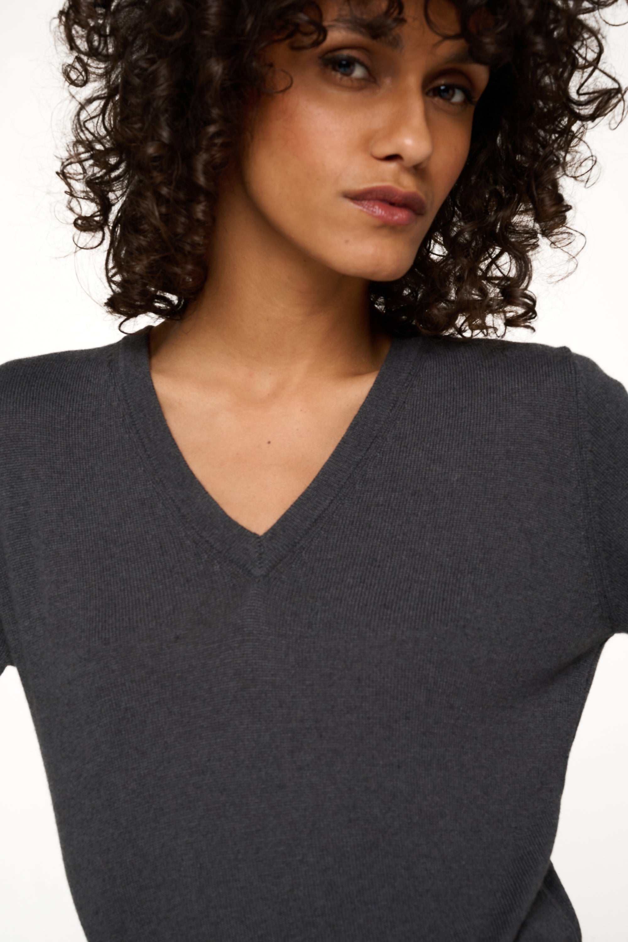 Emma in cashmere for women - View 2 - anthracite - Mahogany