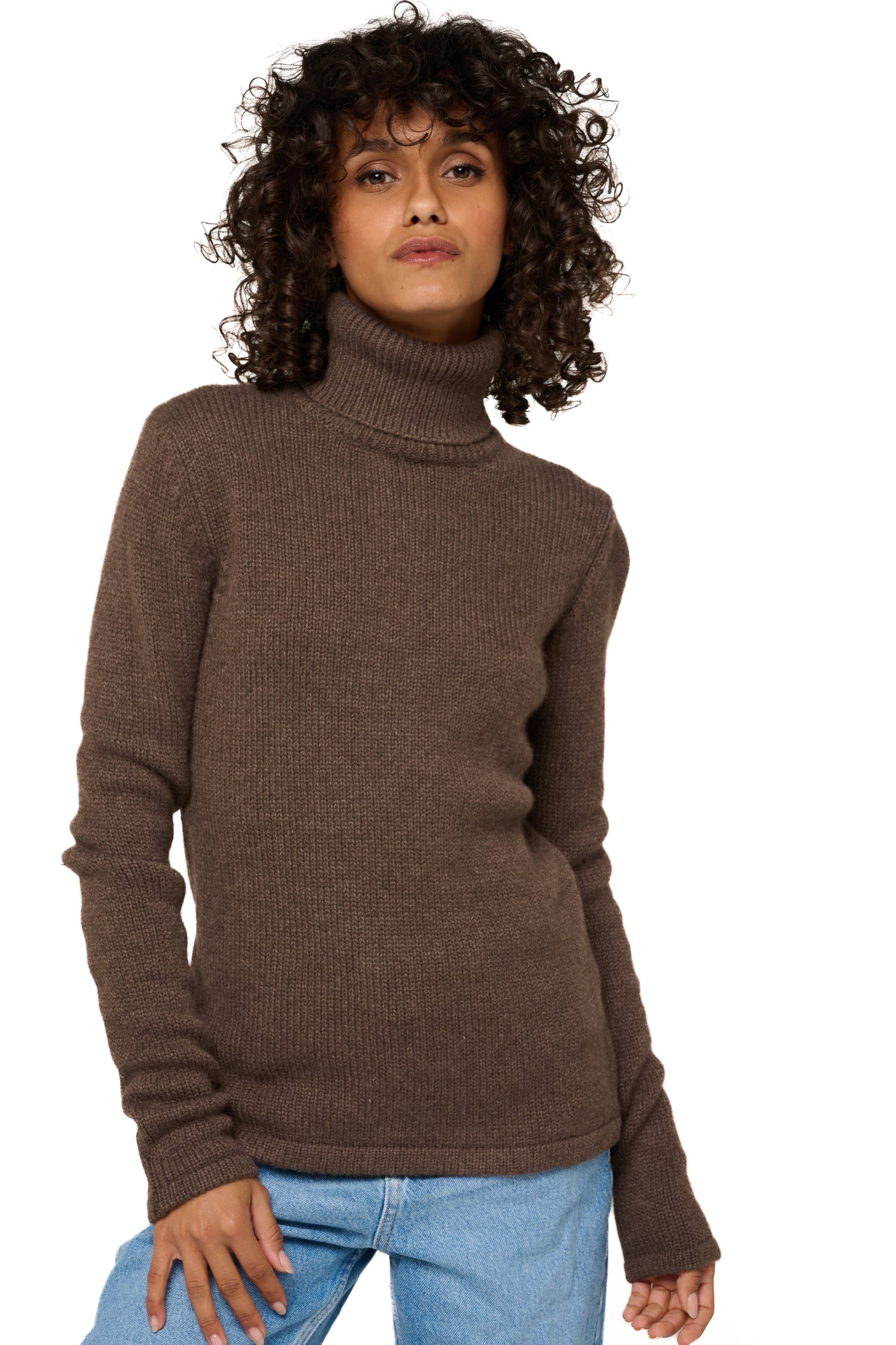 Carla cashmere women's jumper - marron chiné - Mahogany