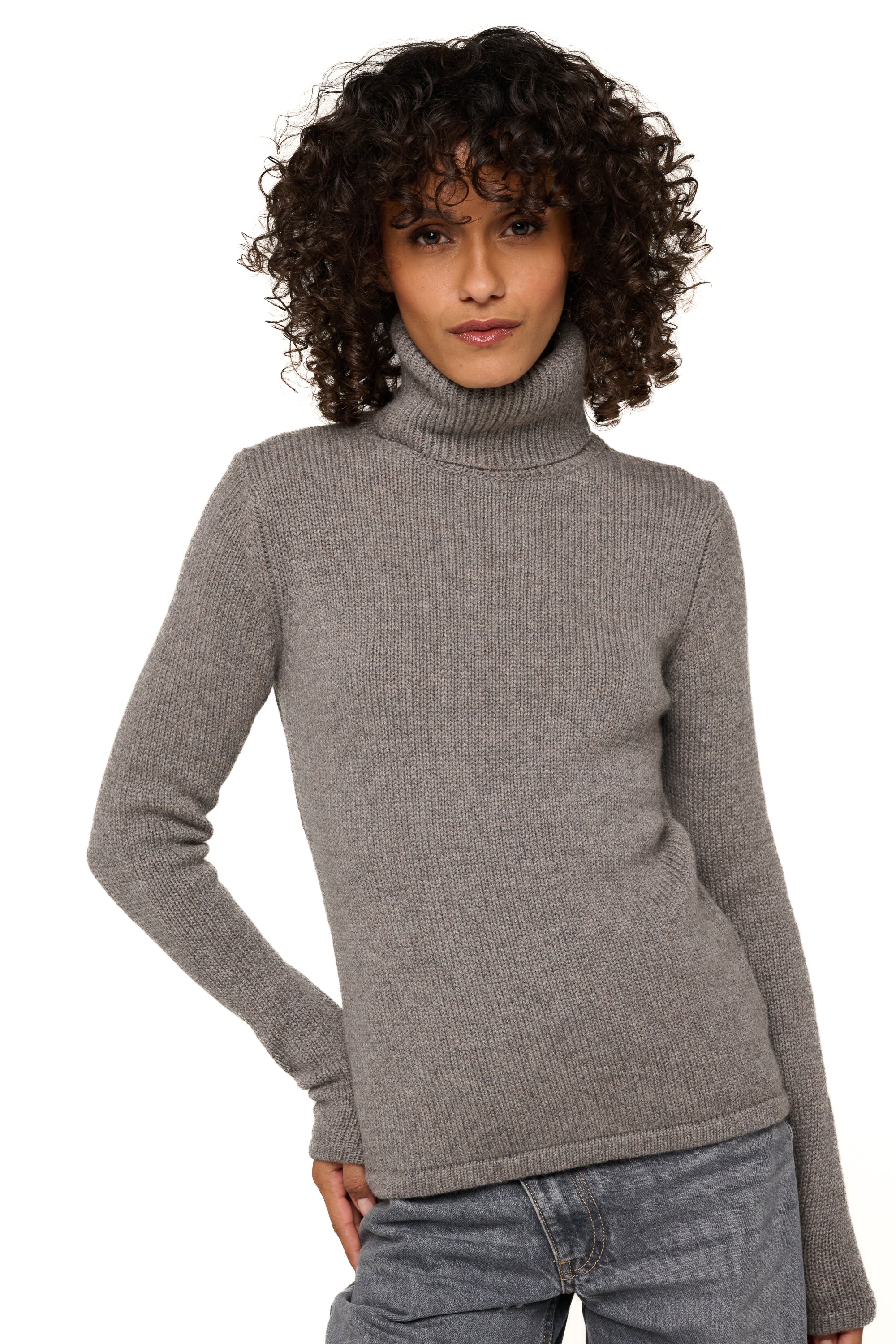 Carla cashmere women's jumper - marmotte chiné - Mahogany