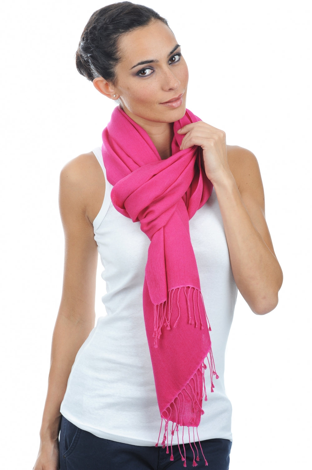 Platine in mixed cashmere and silk - fuchsia - Mahogany