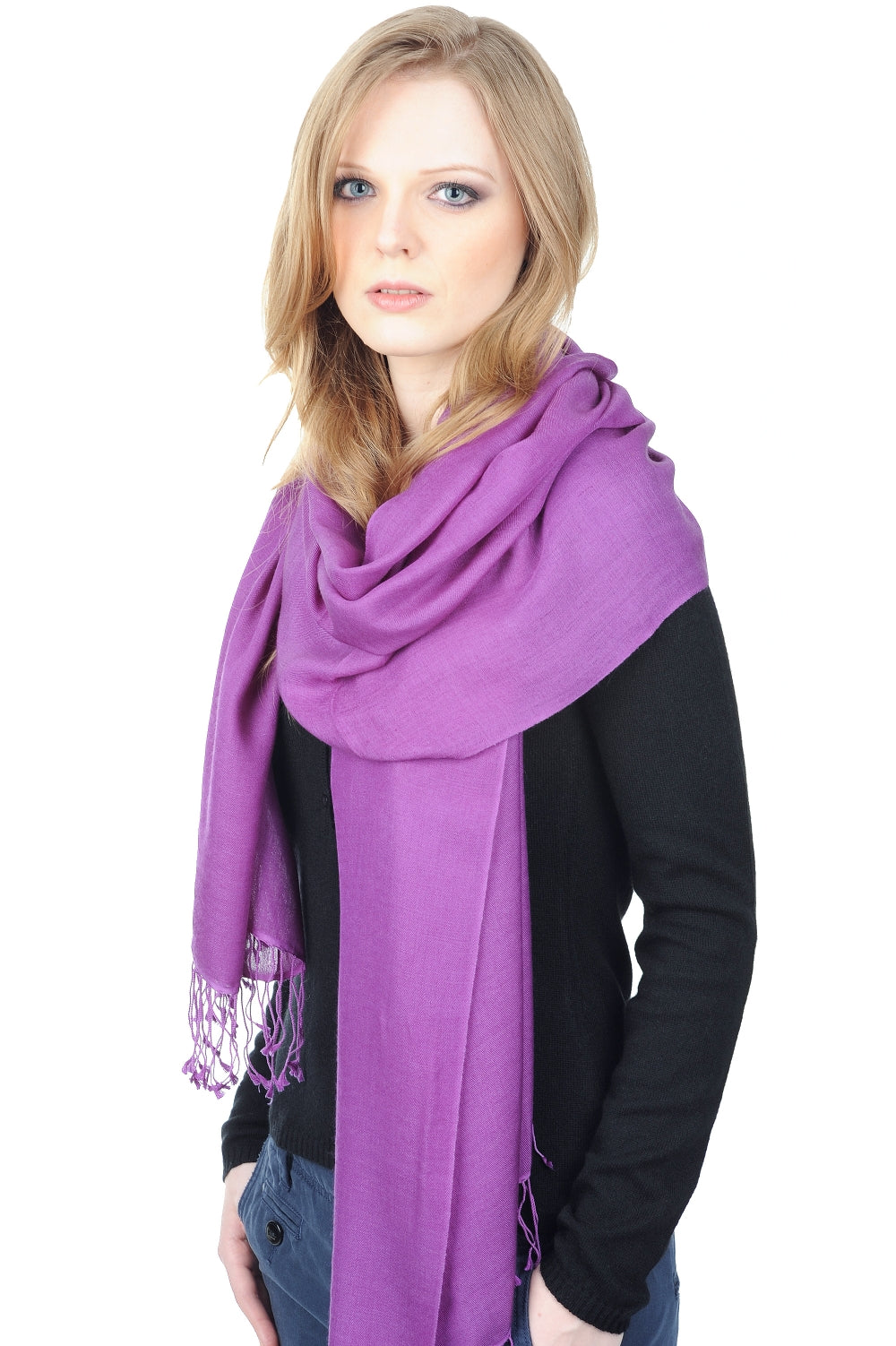 Cashmere and silk pashmina, 70% Cashmere / 30% Silk, unisex, fine, finely woven, Mahogany