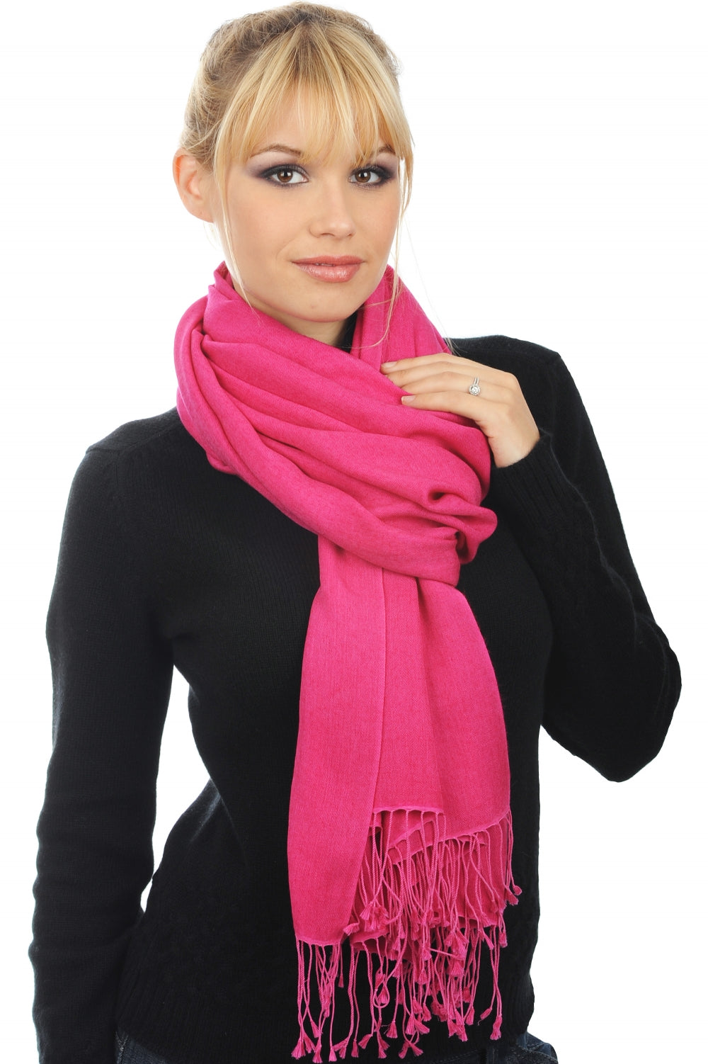 Platine in mixed cashmere and silk - raspberry - Mahogany