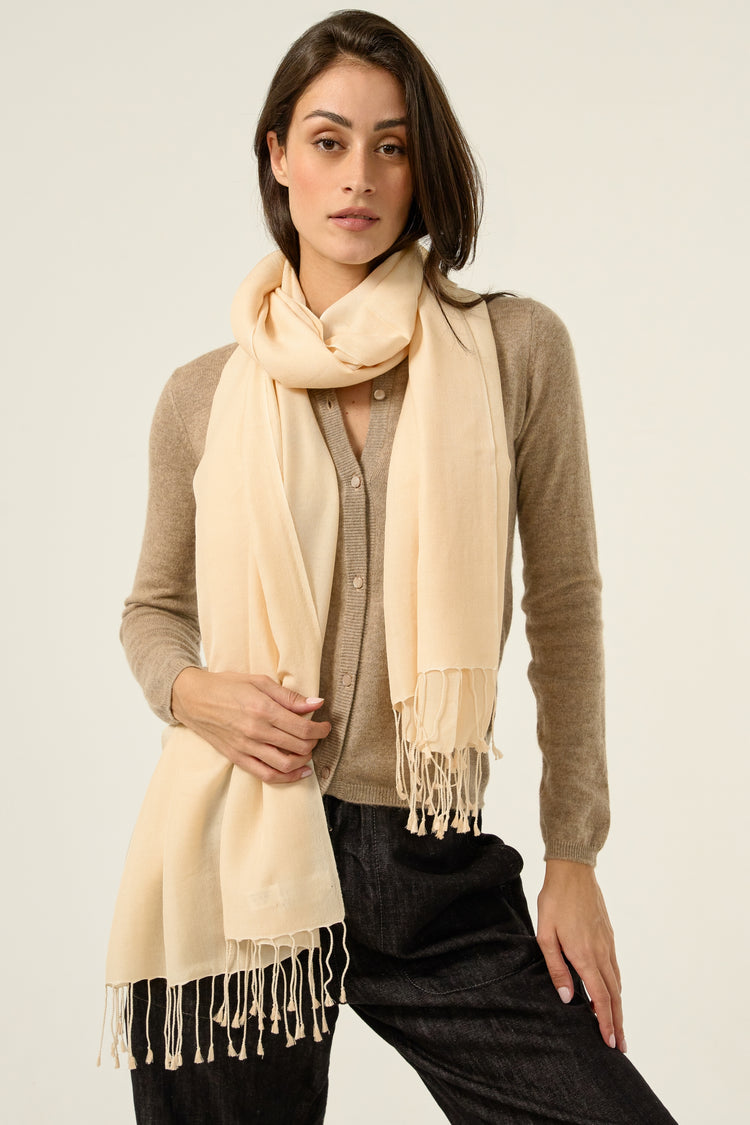 Platine in mixed cashmere and silk - champagne - Mahogany