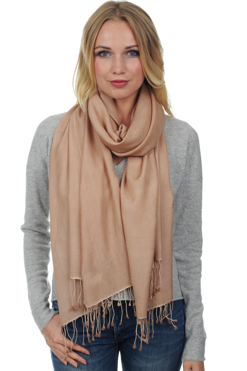 Platine in mixed cashmere and silk - deep rosy beige - Mahogany