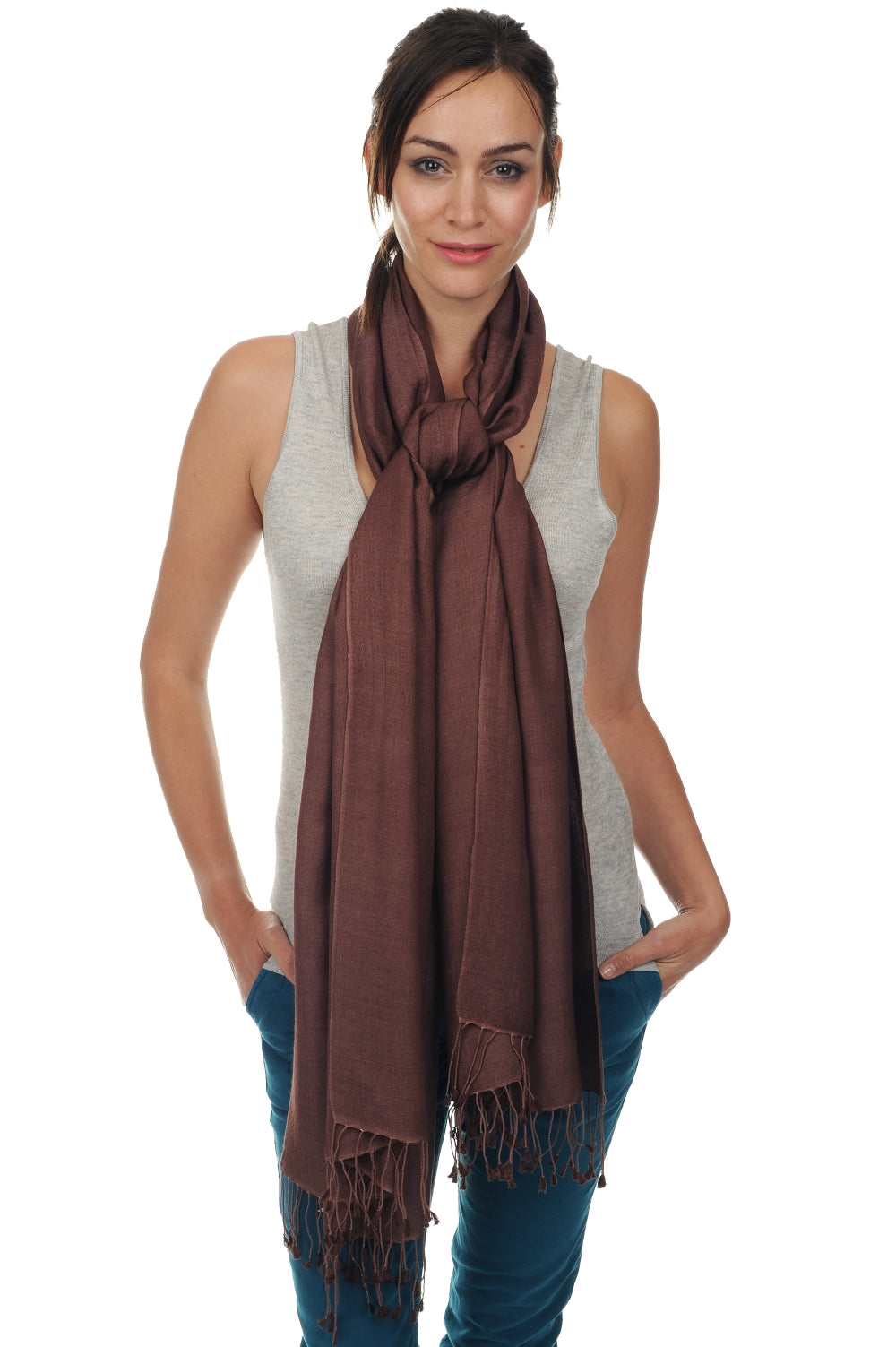Platine in mixed cashmere and silk - cocoa - Mahogany