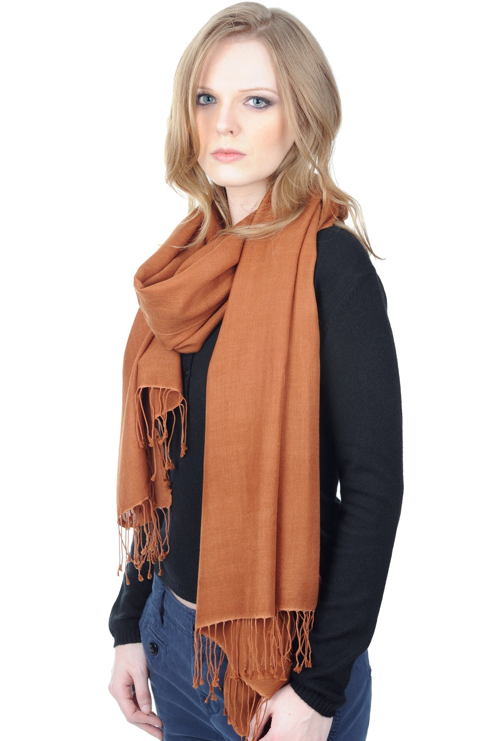 Platine in mixed cashmere and silk - caramel - Mahogany
