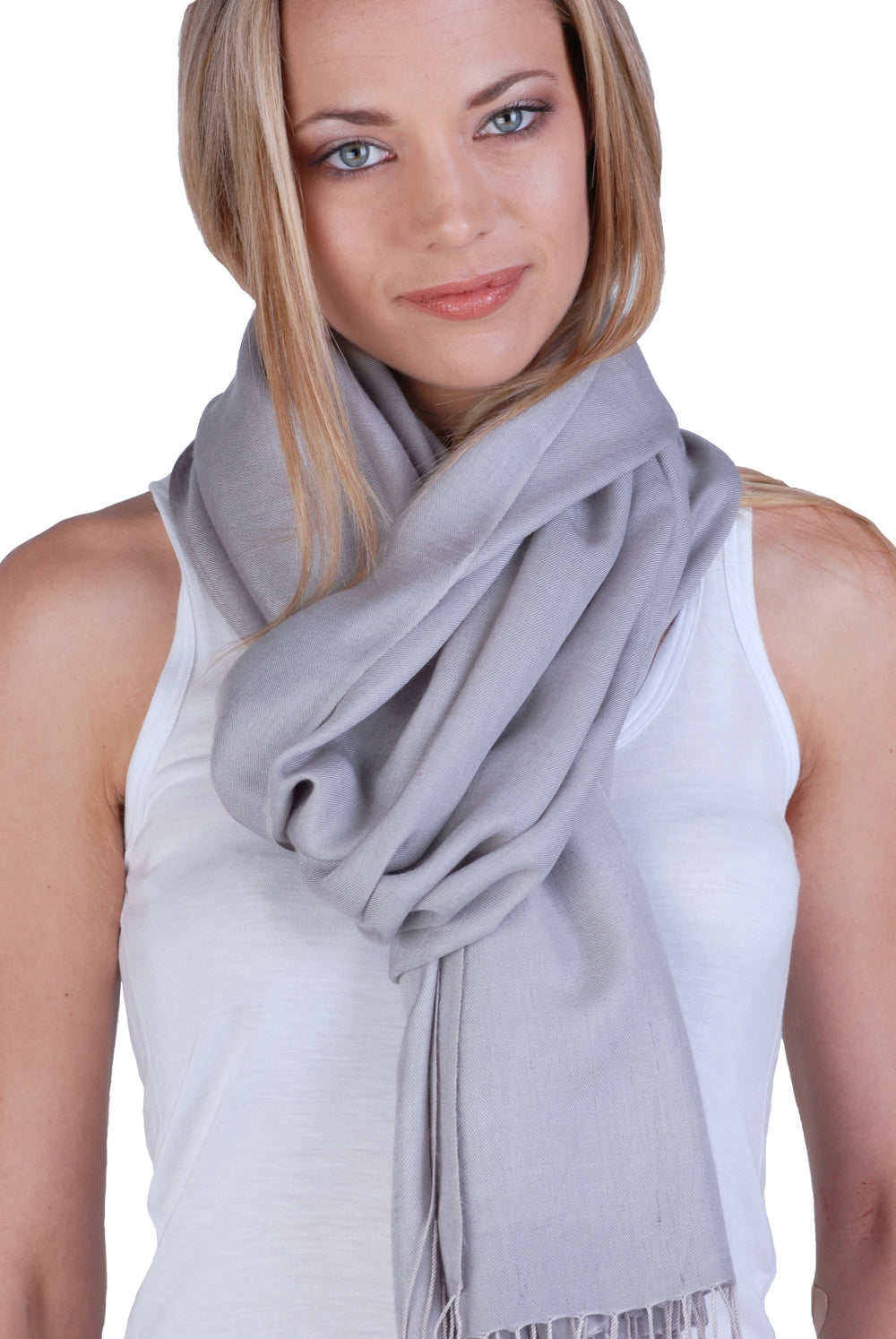 Platine in mixed cashmere and silk - pearl grey - Mahogany