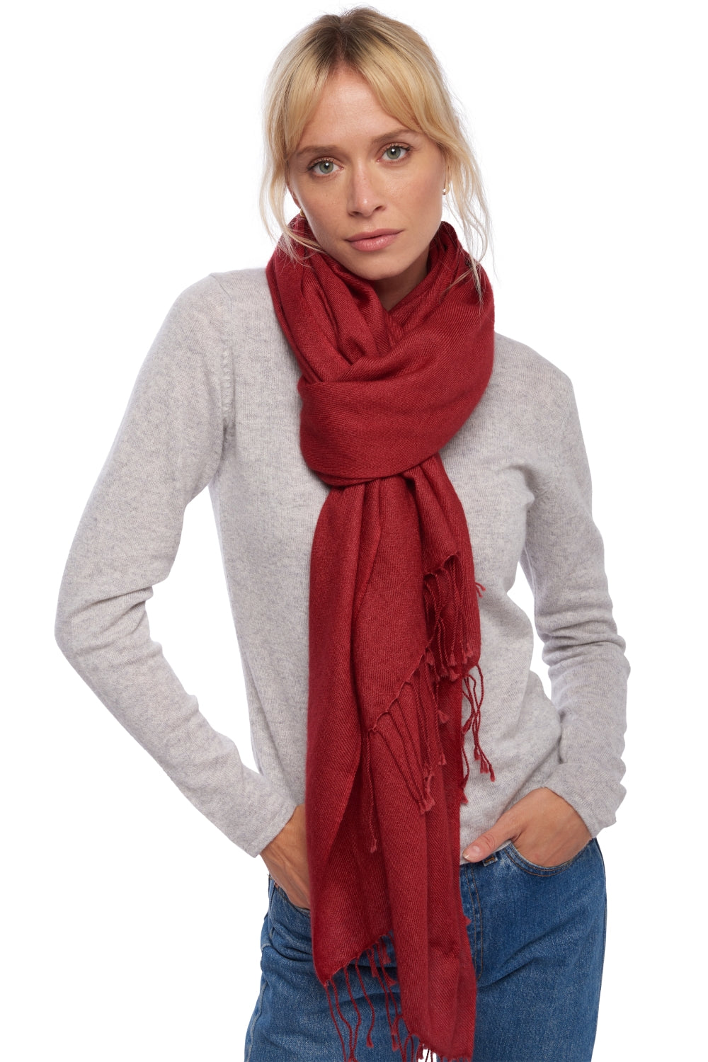 Diamond in mixed cashmere - deep copper red - Mahogany