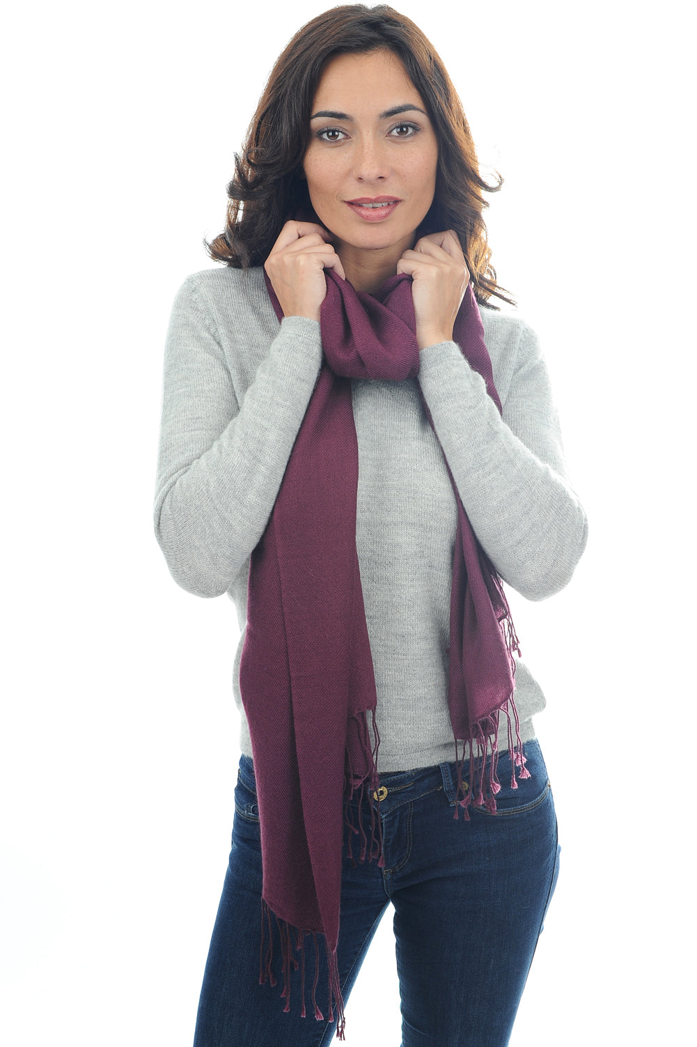 Diamond in mixed cashmere - plum - Mahogany