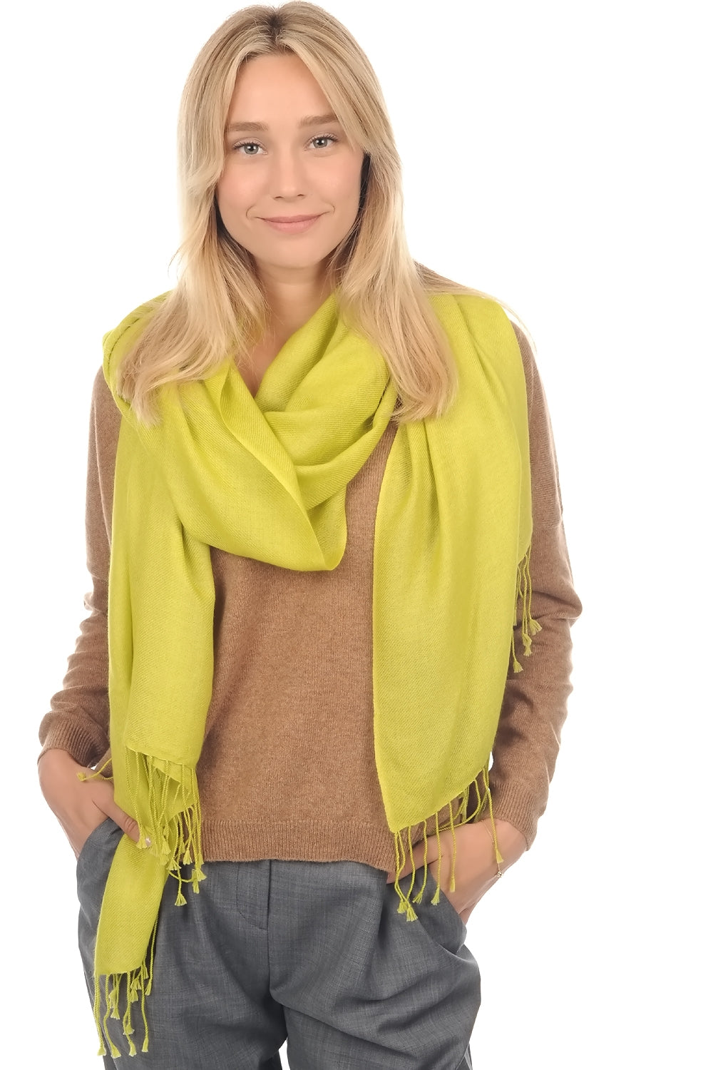 Diamant unisex cashmere - chartreuse - Mahogany