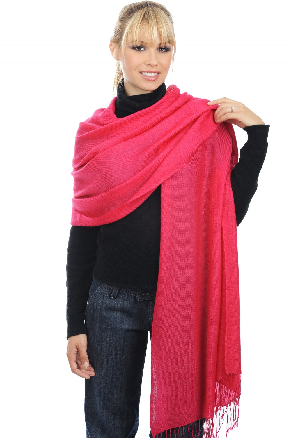 Diamond in mixed cashmere - raspberry - Mahogany