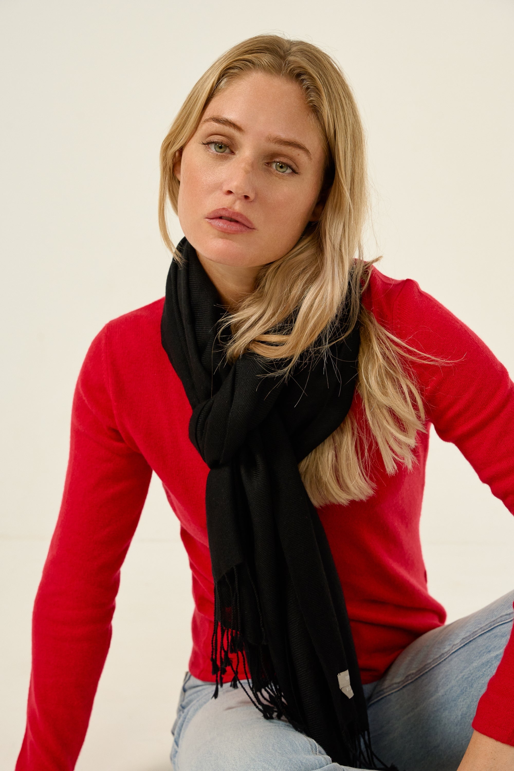 Diamond in mixed cashmere - black - Mahogany