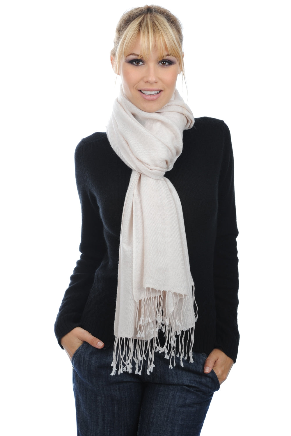 Diamond in mixed cashmere - sand - Mahogany