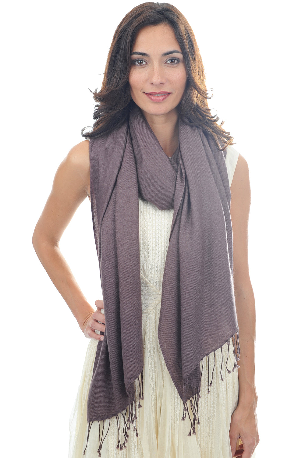 Diamond in mixed cashmere - taupe - Mahogany