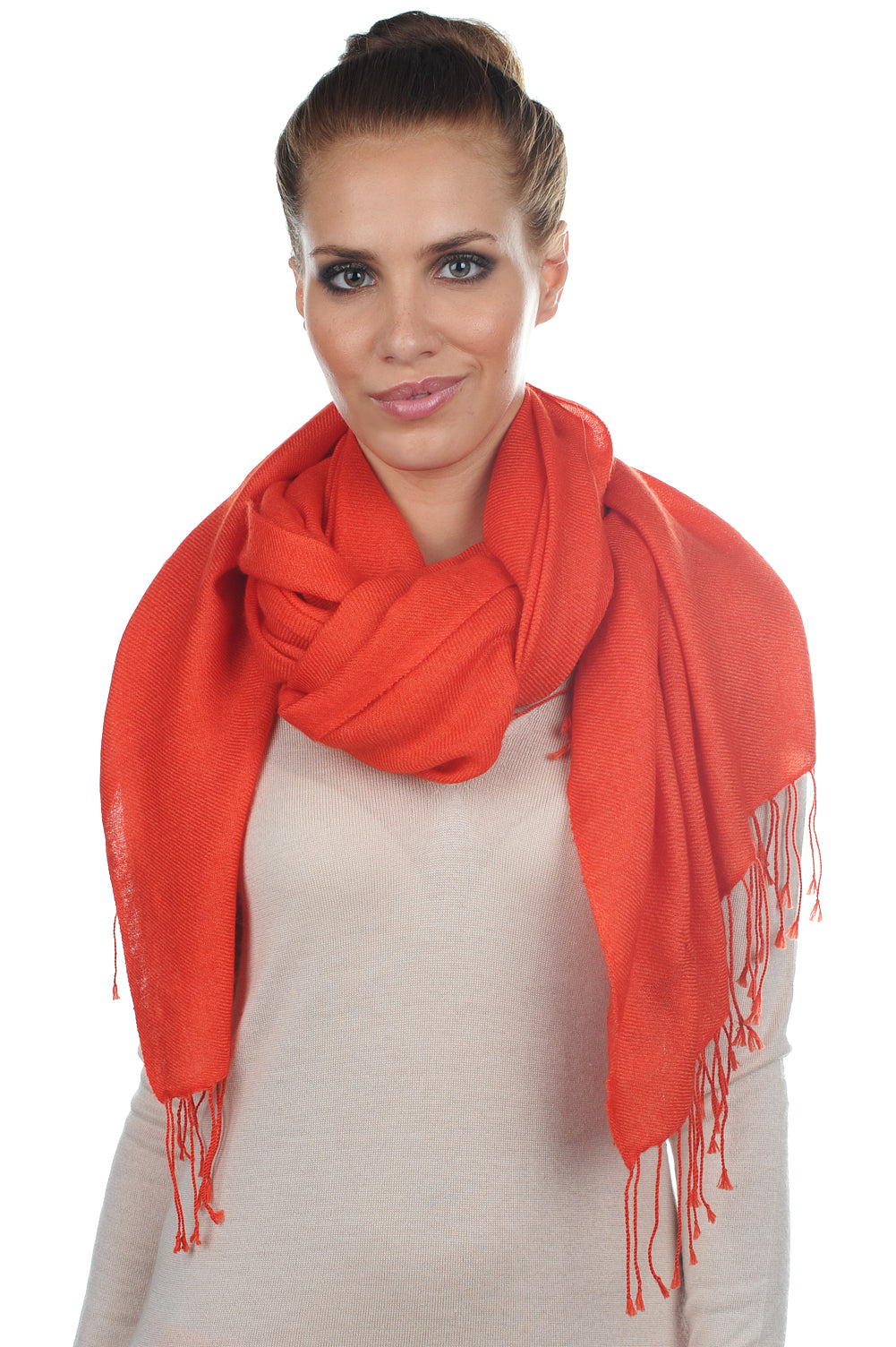 Diamond in mixed cashmere - blood orange - Mahogany
