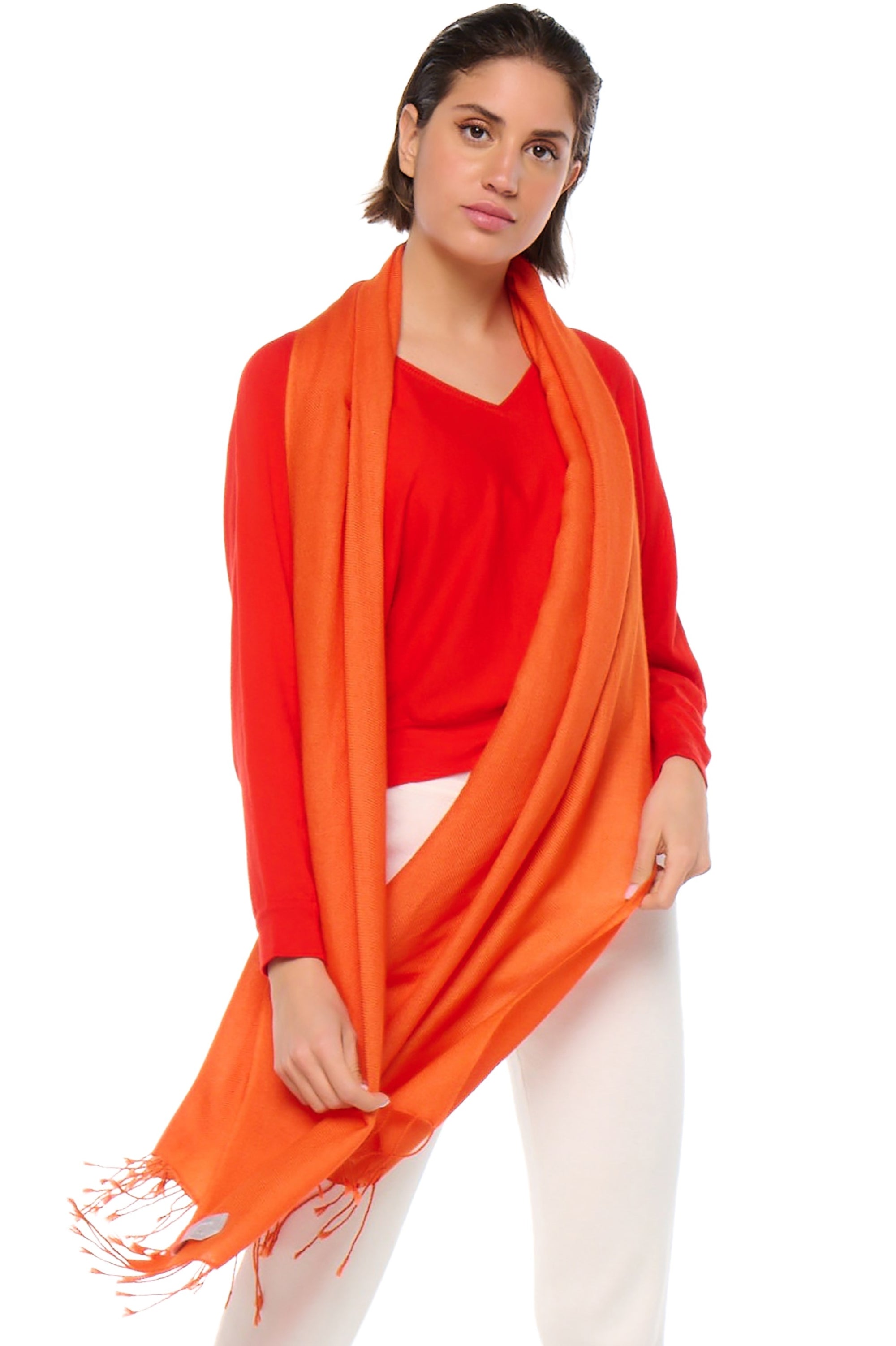 Diamond in mixed cashmere - orange - Mahogany