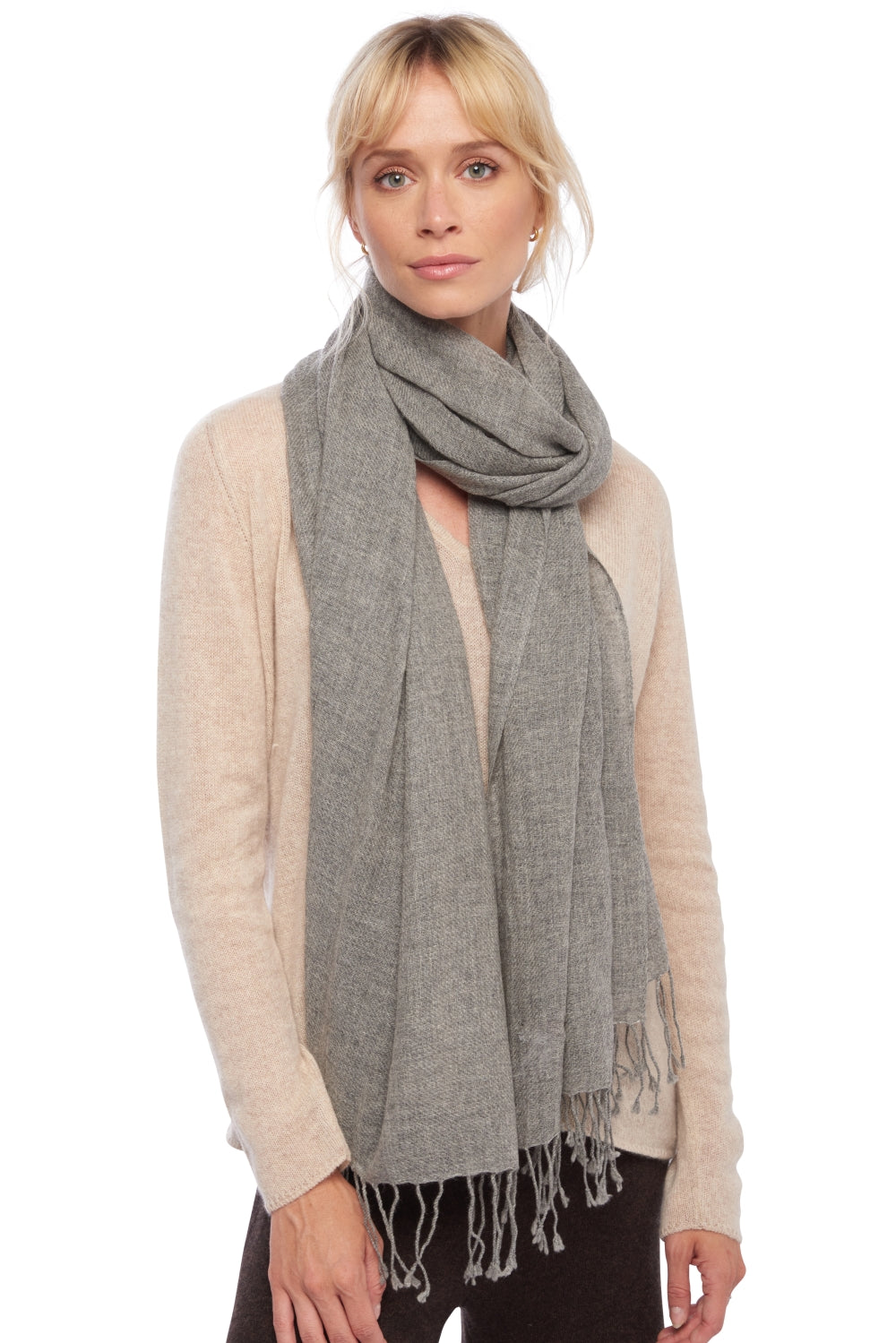 Diamond in mixed cashmere - flecked grey - Mahogany