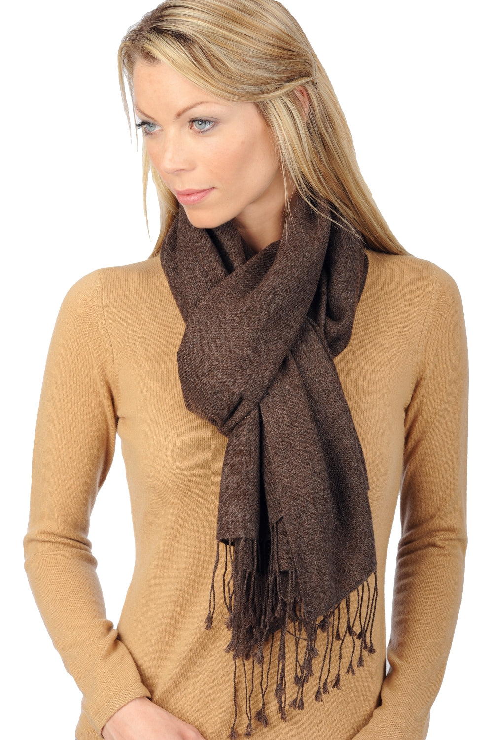 Diamond in mixed cashmere - flecked brown - Mahogany
