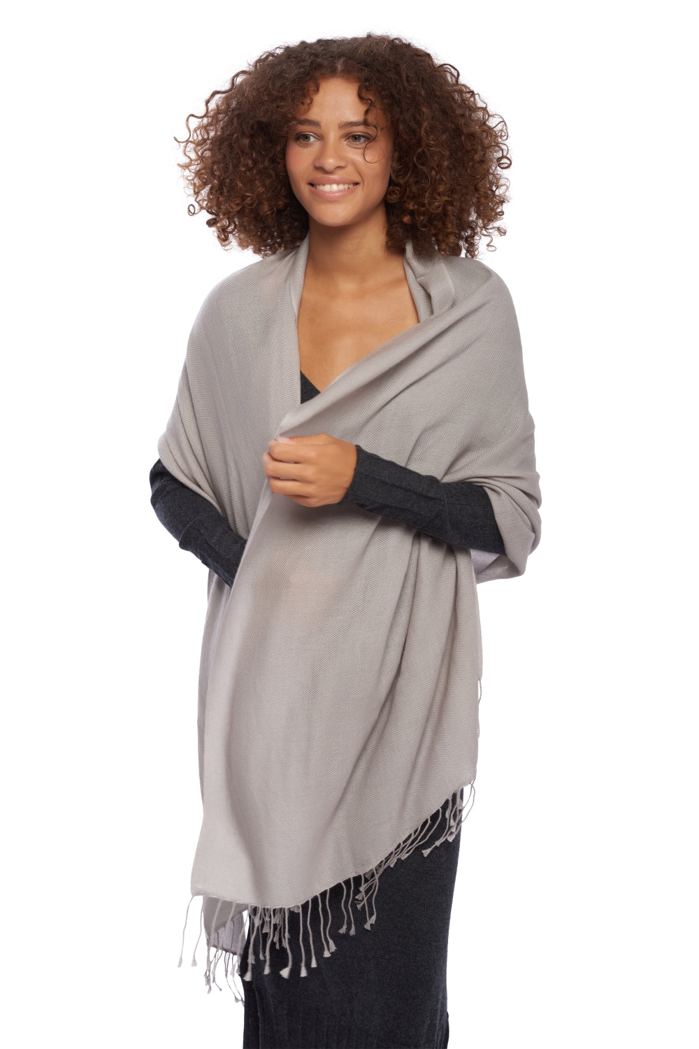 Diamond in mixed cashmere - pearl grey - Mahogany