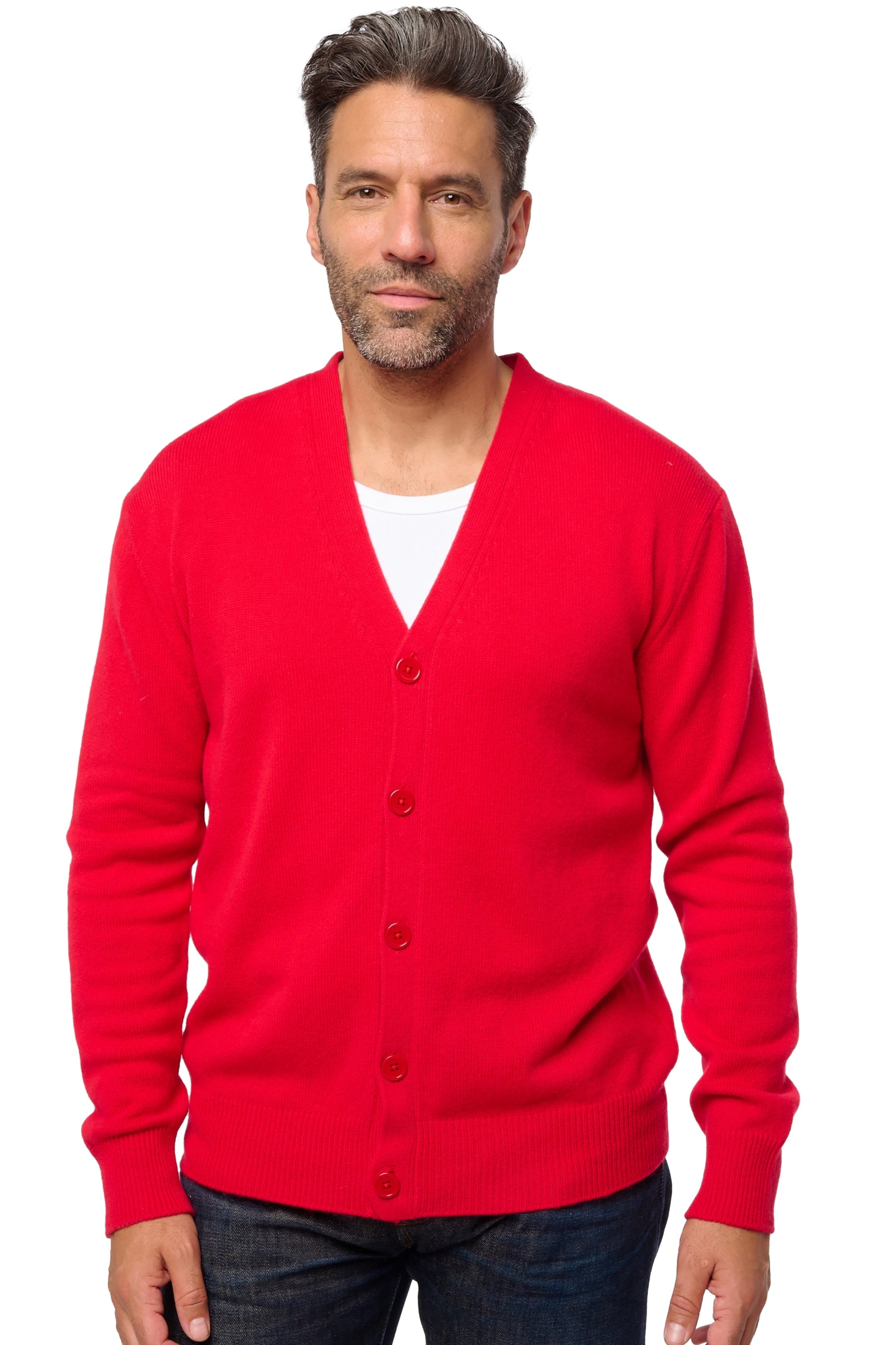 Leon men's cashmere jumper - velvet red - Mahogany