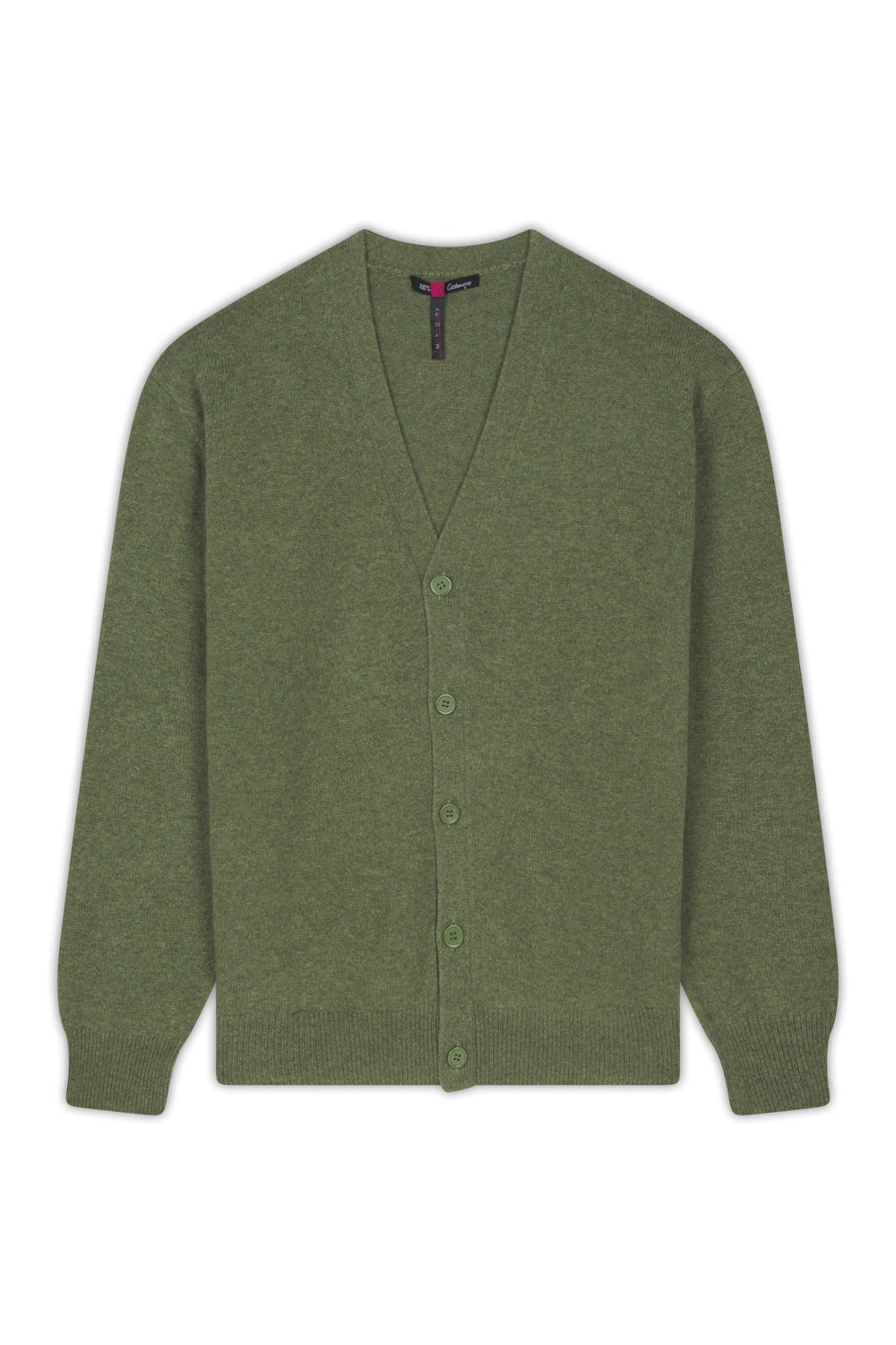 Leon men's cashmere jumper - marl green - Mahogany
