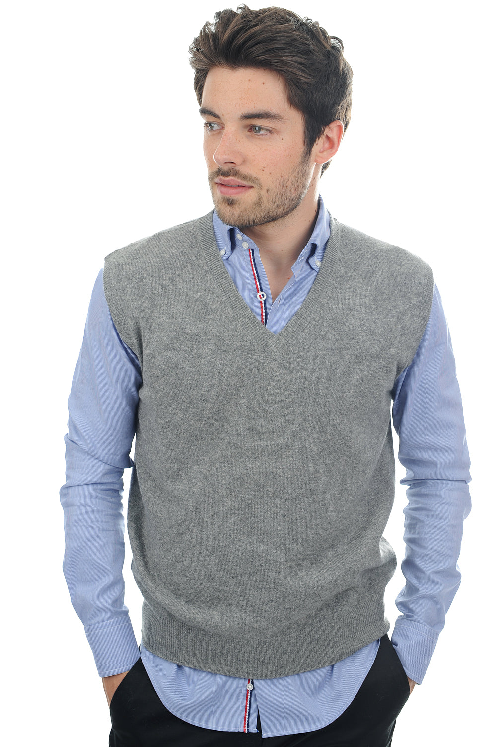 Balthazar cashmere jumper for men - grey marl - Mahogany