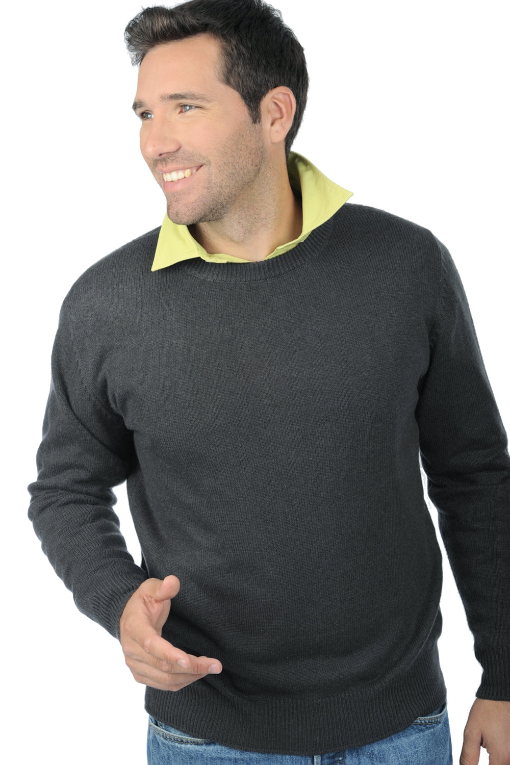 Cashmere jumper, 100% cashmere, men's, round neck, straight fit, long sleeves, fine, , Mahogany