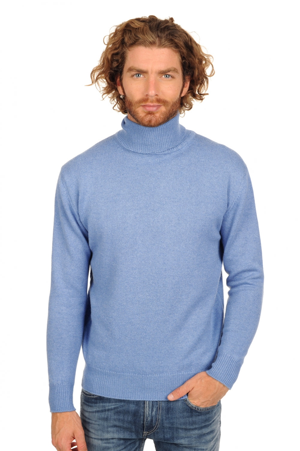 Edgar 4F in cashmere for men - marl blue - Mahogany