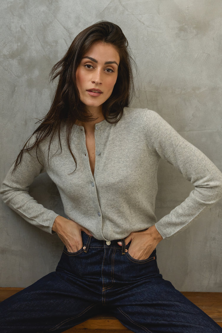 Chloe in cashmere for women - flannel marl - Mahogany