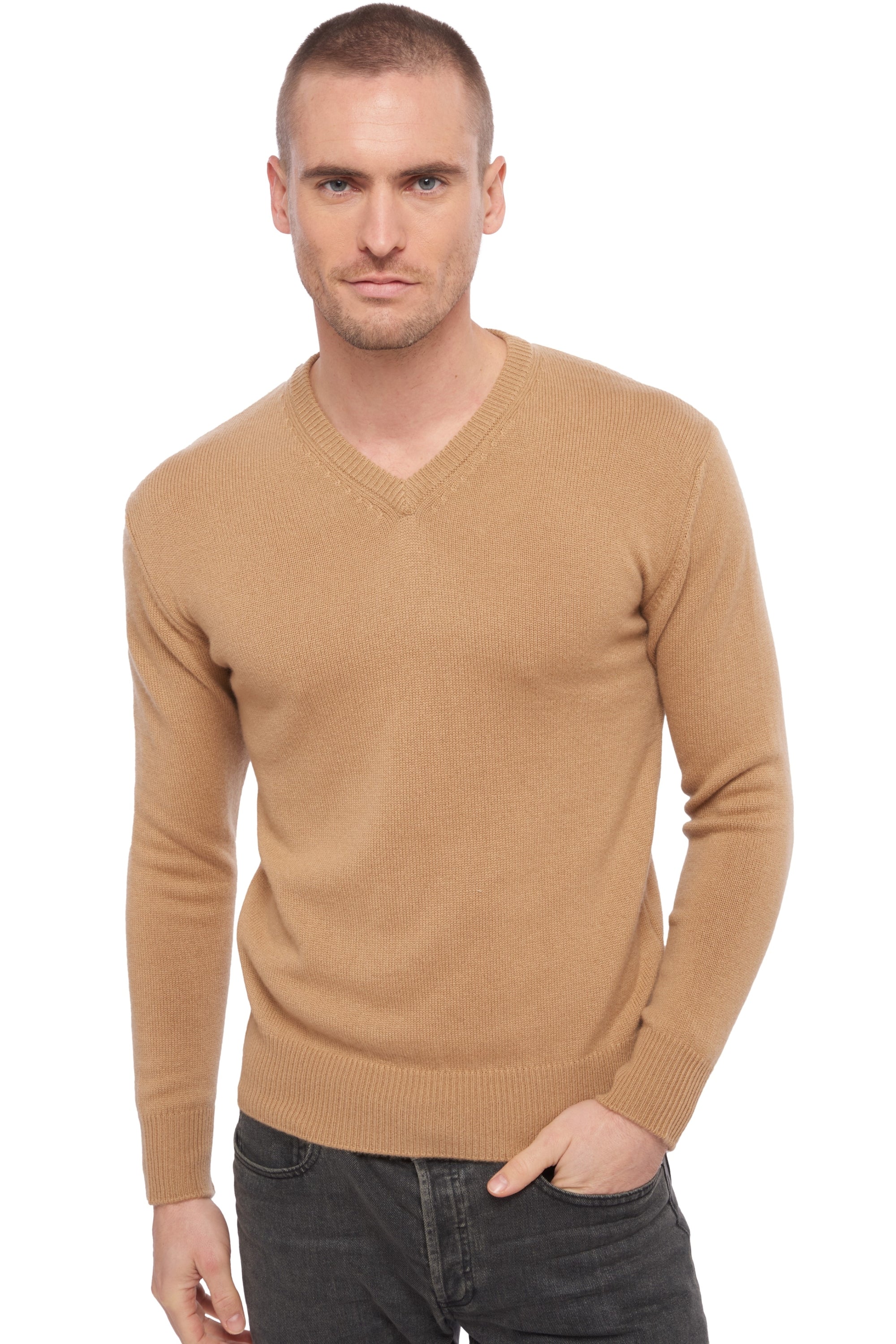 Hippolyte 4F men's cashmere jumper - camel - Mahogany
