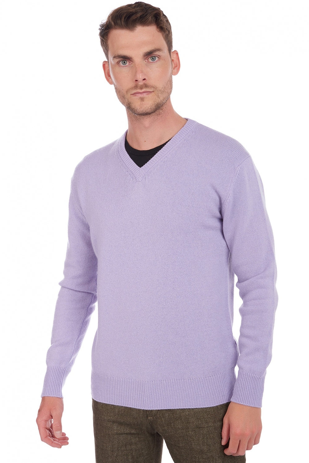 Hippolyte 4F men's cashmere jumper - sunny lavender - Mahogany