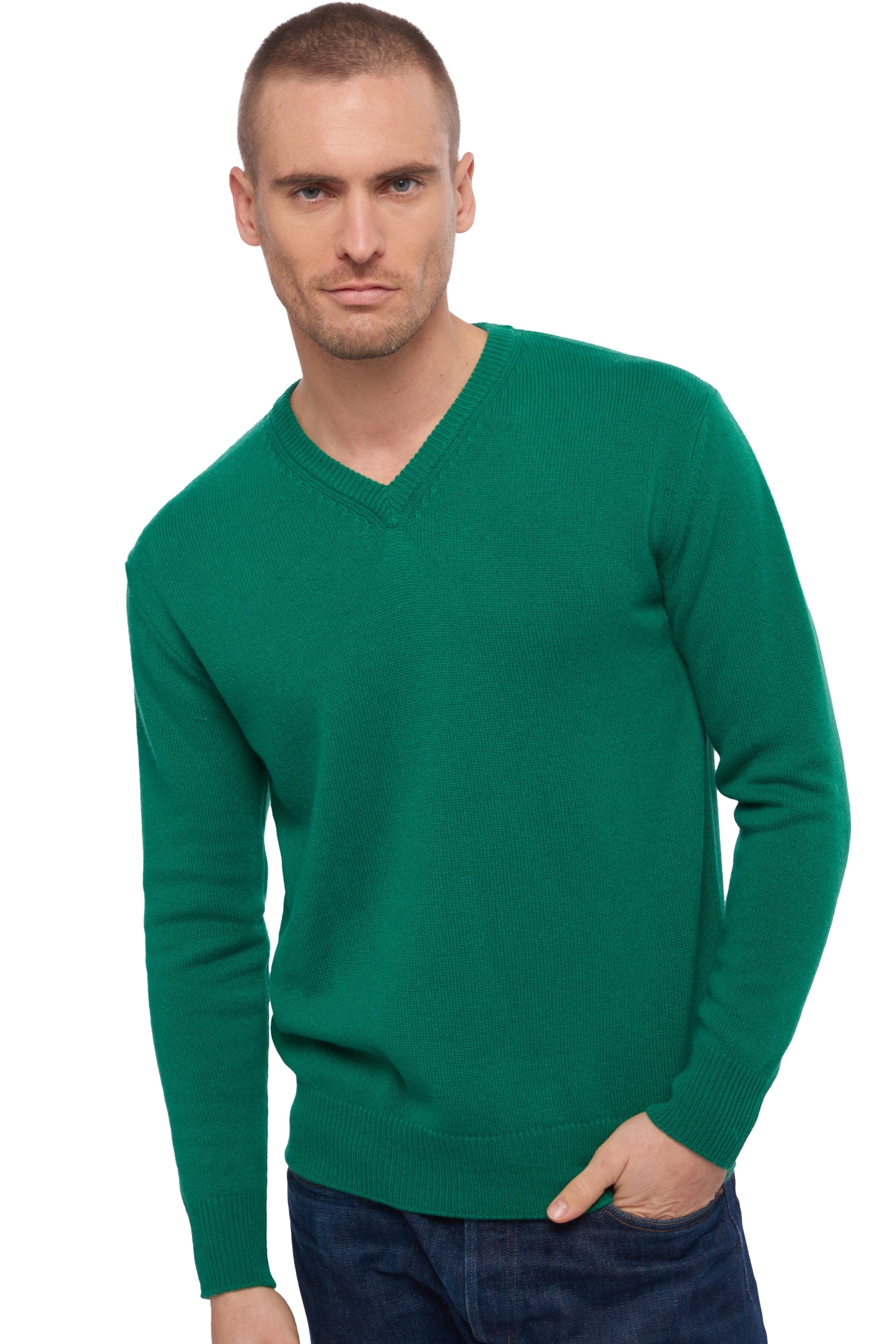 Hippolyte 4F men's cashmere jumper - English green - Mahogany