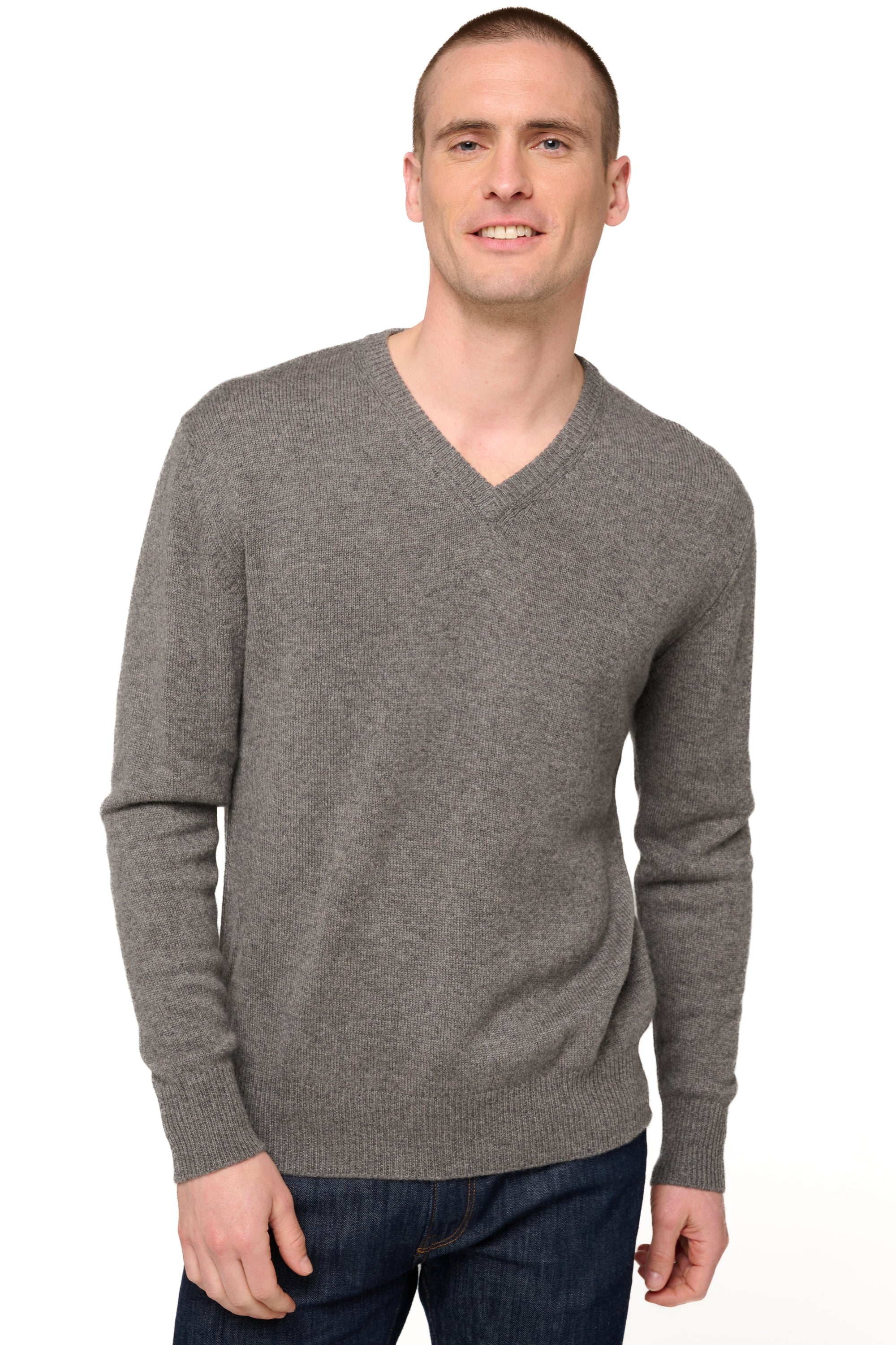 Hippolyte 4F men's cashmere jumper - marl marmot - Mahogany