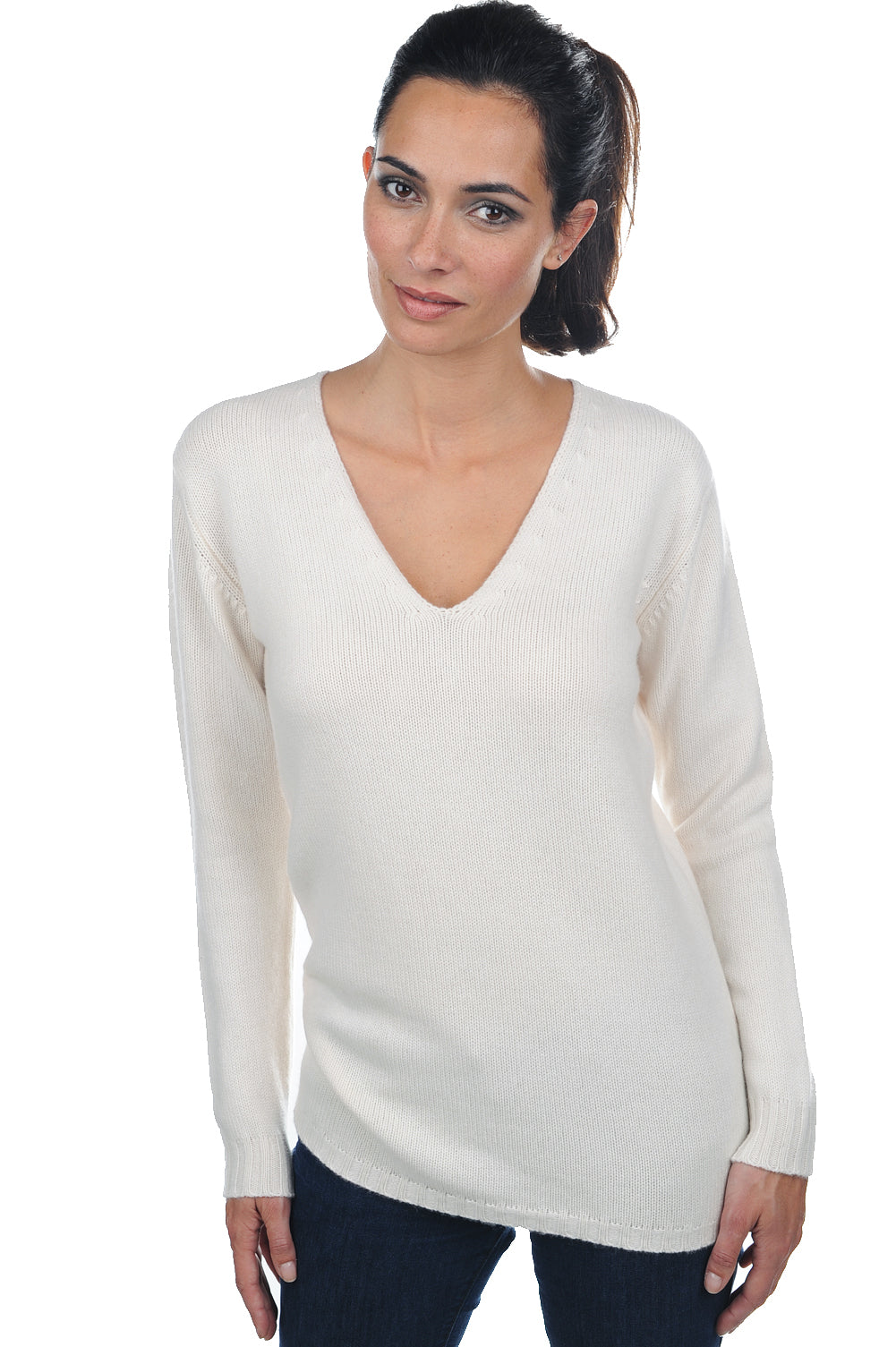 Vanessa women's cashmere - ecru - Mahogany